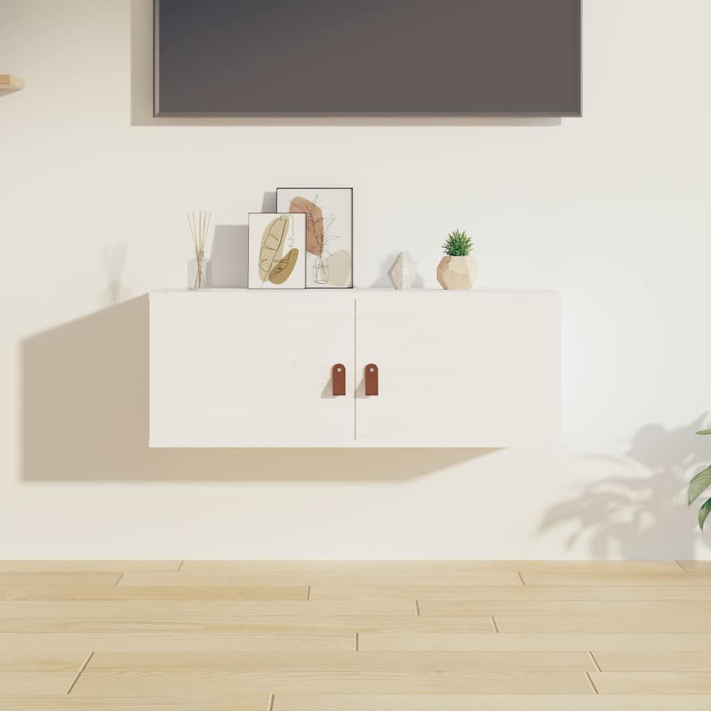 furnicato Wandhängeschrank Hängeschrank aus massivem Kiefernholz Weiß 80 x 30 x 30 cm, 1-tlg., Rustikaler Wandschrank mit viel Stauraum und belastbar bis zu 60 kg