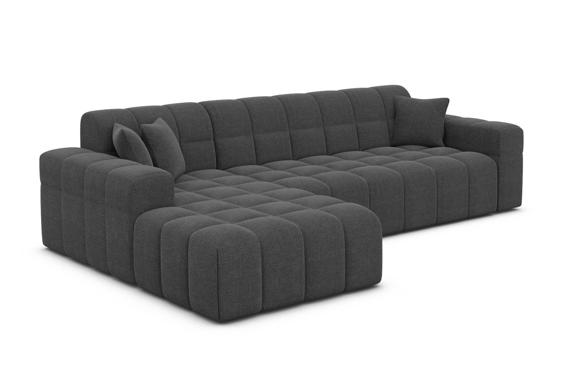 Sofa Dreams Ecksofa Ibiza L Form kurz Stoff, Ottomane - Ausrichtung wählbar 4-Sitzer Samtstoff Webstoff Couch