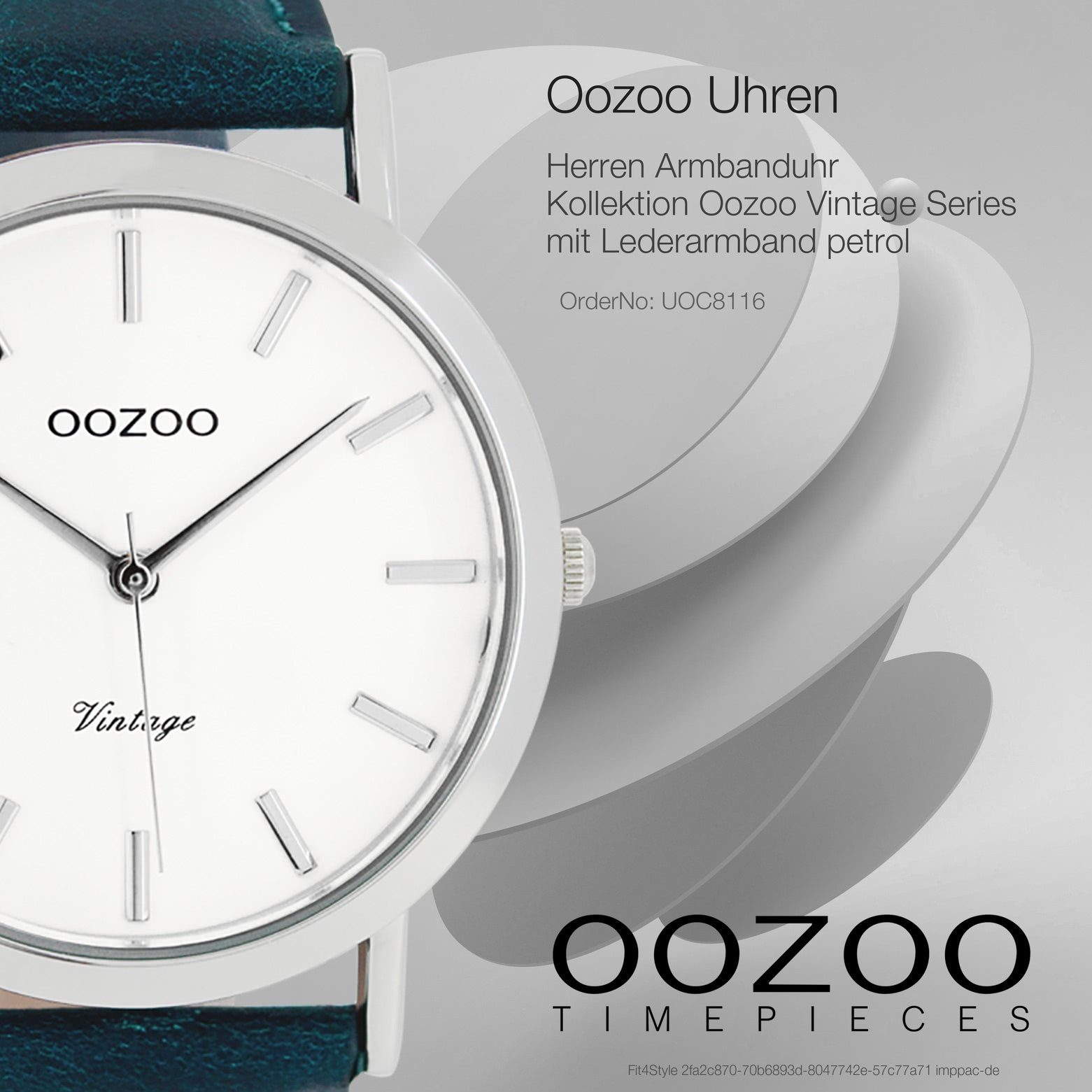 OOZOO Quarzuhr Oozoo Armbanduhr Herren Herrenuhr Lederarmband, Vintage Fashion-Style rund, 45mm) groß Series, (ca