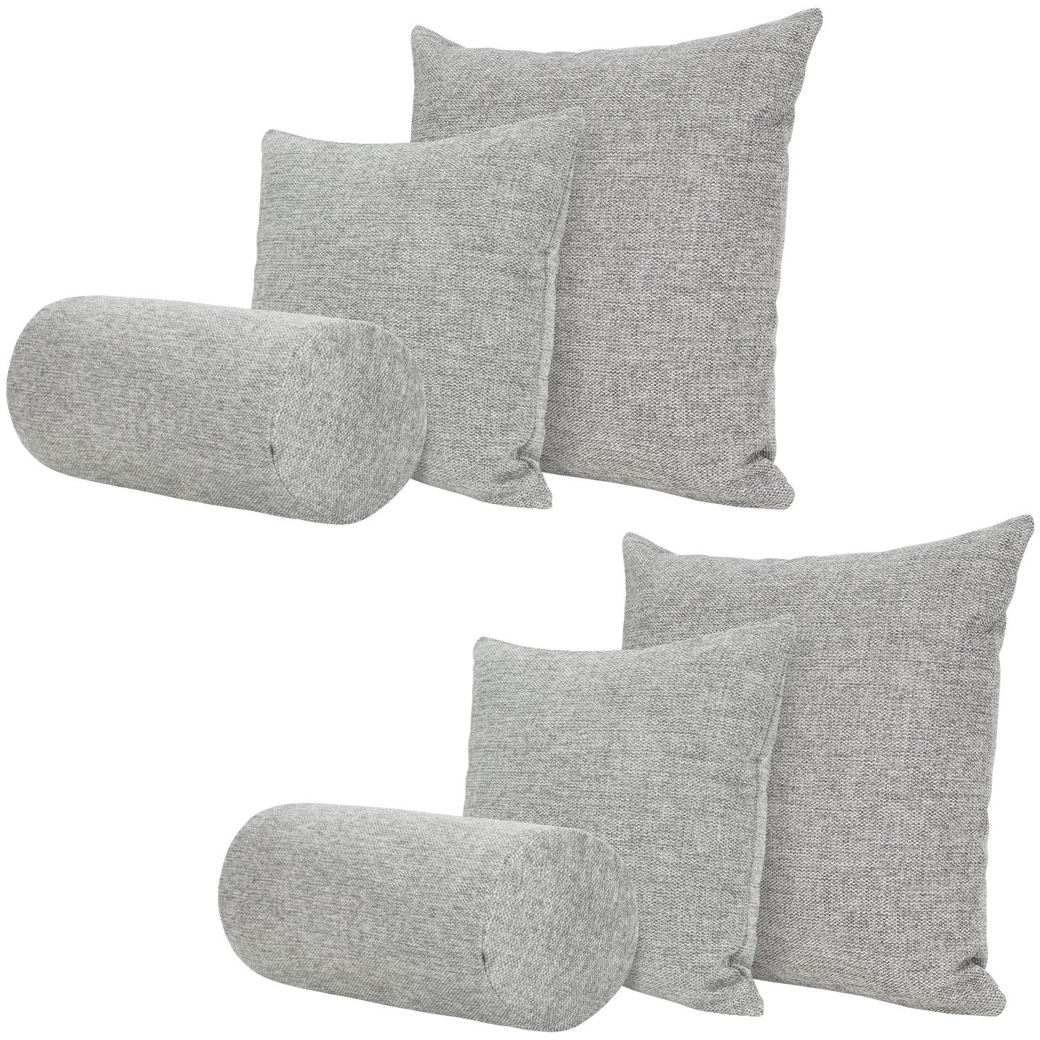 Selfitex Sofakissen 6-tlg. Kissen Set, 2x großes Kissen/2x kleines Kissen/2x Nackenrolle, (6er Set, 2x 60x80 cm, 2x 50x50 cm, 2x 19x65 cm), für Sofa, Couch, Bett oder als Polster jeglicher Art