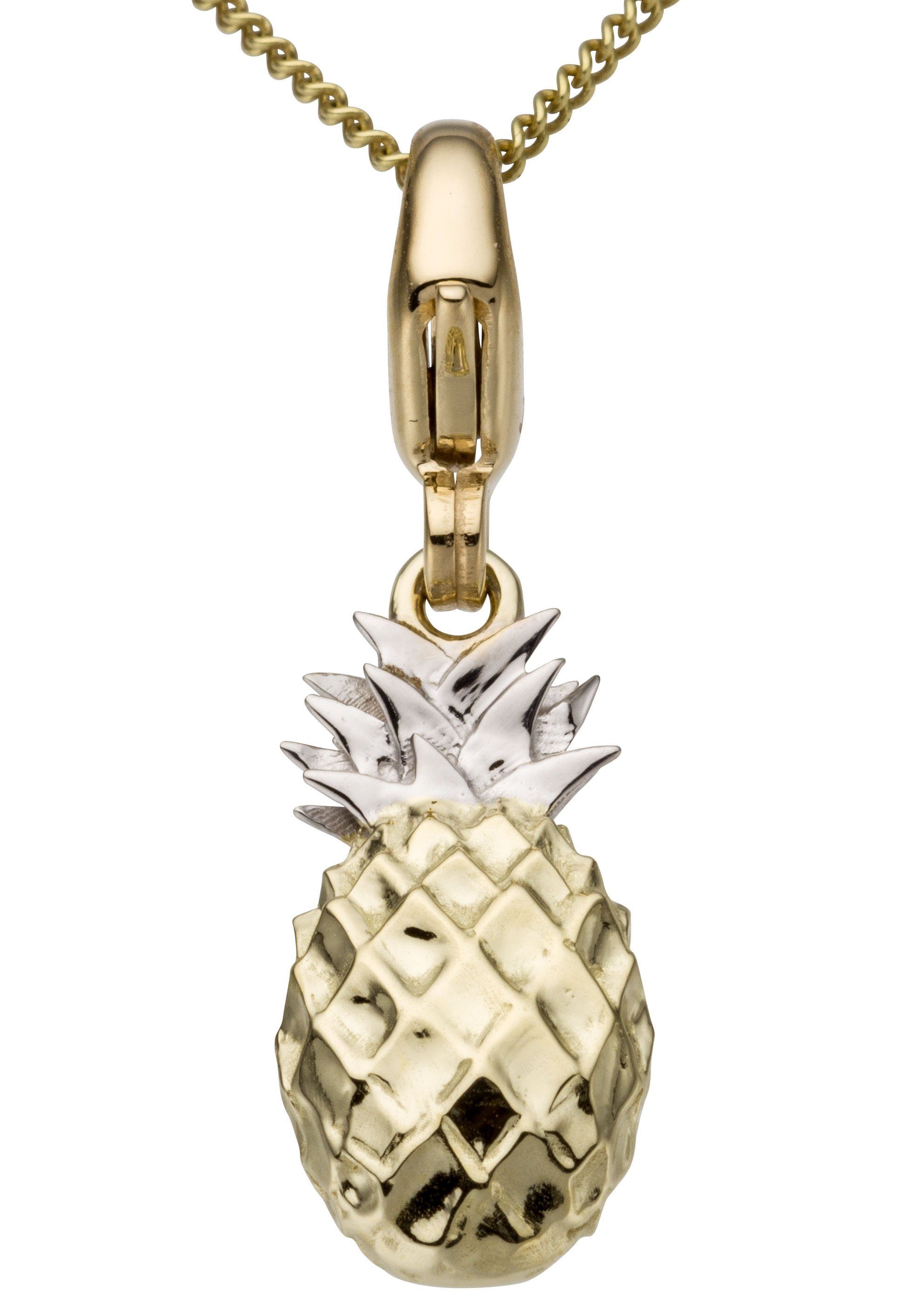 Firetti Charm-Einhänger Schmuck Geschenk Gold 375 Halskette Charmarmband Gold-Charm Ananas, zu Kleid, Shirt, Jeans, Sneaker! Anlass Geburtstag Weihnachten | Charm-Anhänger