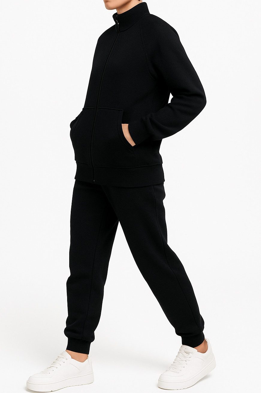 L.gonline Freizeitanzug Damen Trainingsanzug, Freizeitanzug ohne Kapuze 500A (Sweatjacke ohne Kapuze mit Hose, 2-tlg), Fitness Freizeit Casual