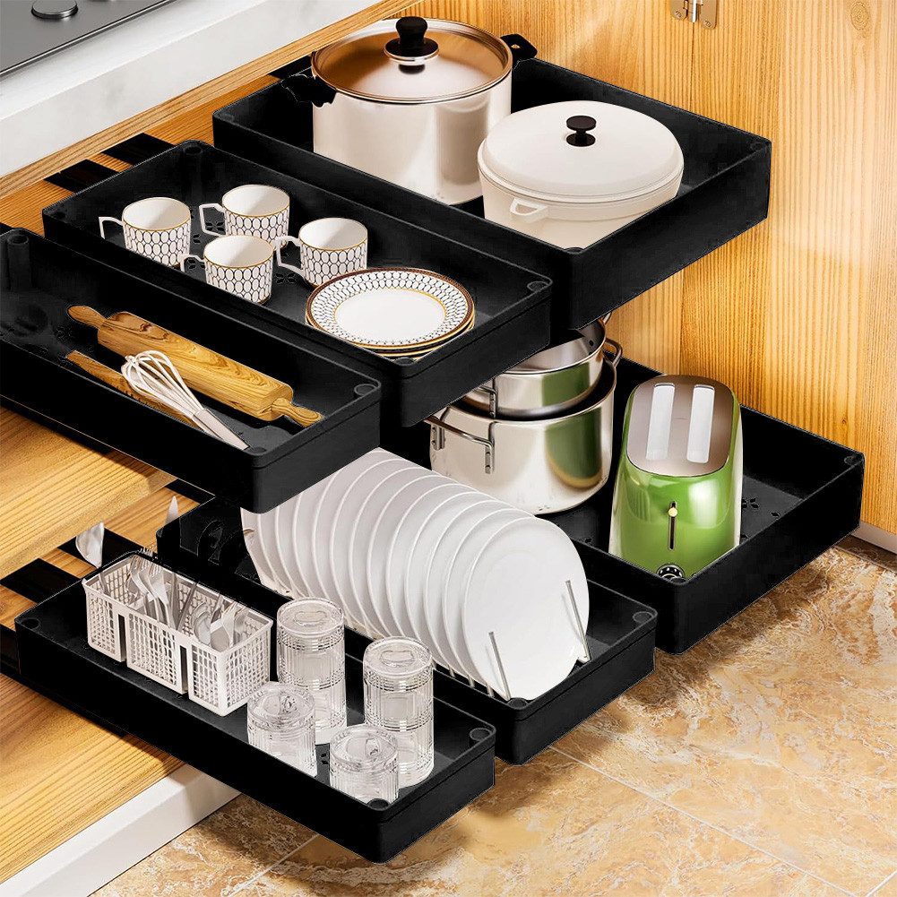GarveeMore Küchenorganizer-Set 1/3pc Küche Ausziehschrank Organizer, ausziehbare Schubladen, (1-tlg), Unter der Spüle Organizer, Roll Out Regale für Küche Schrä – Bild 3 von 5