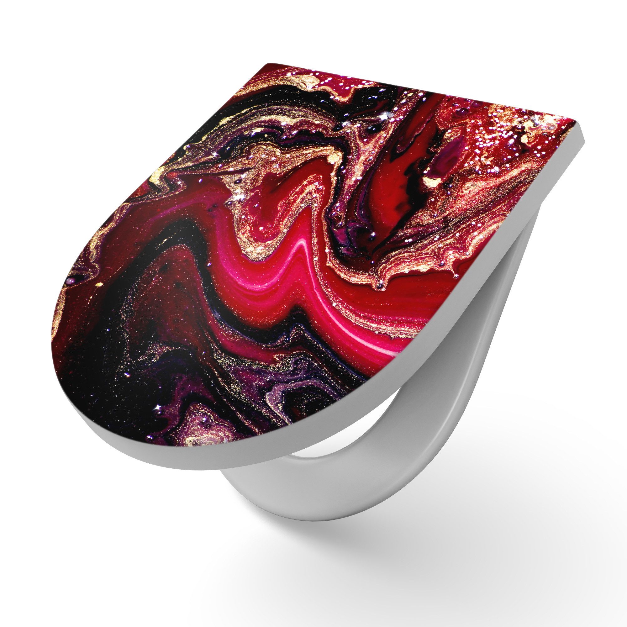 DEQORI WC-Sitz 'Marmor-Lavafluss', WC Toilettensitz bedruckt Klobrille Toilettendeckel Motiv WC-Brille