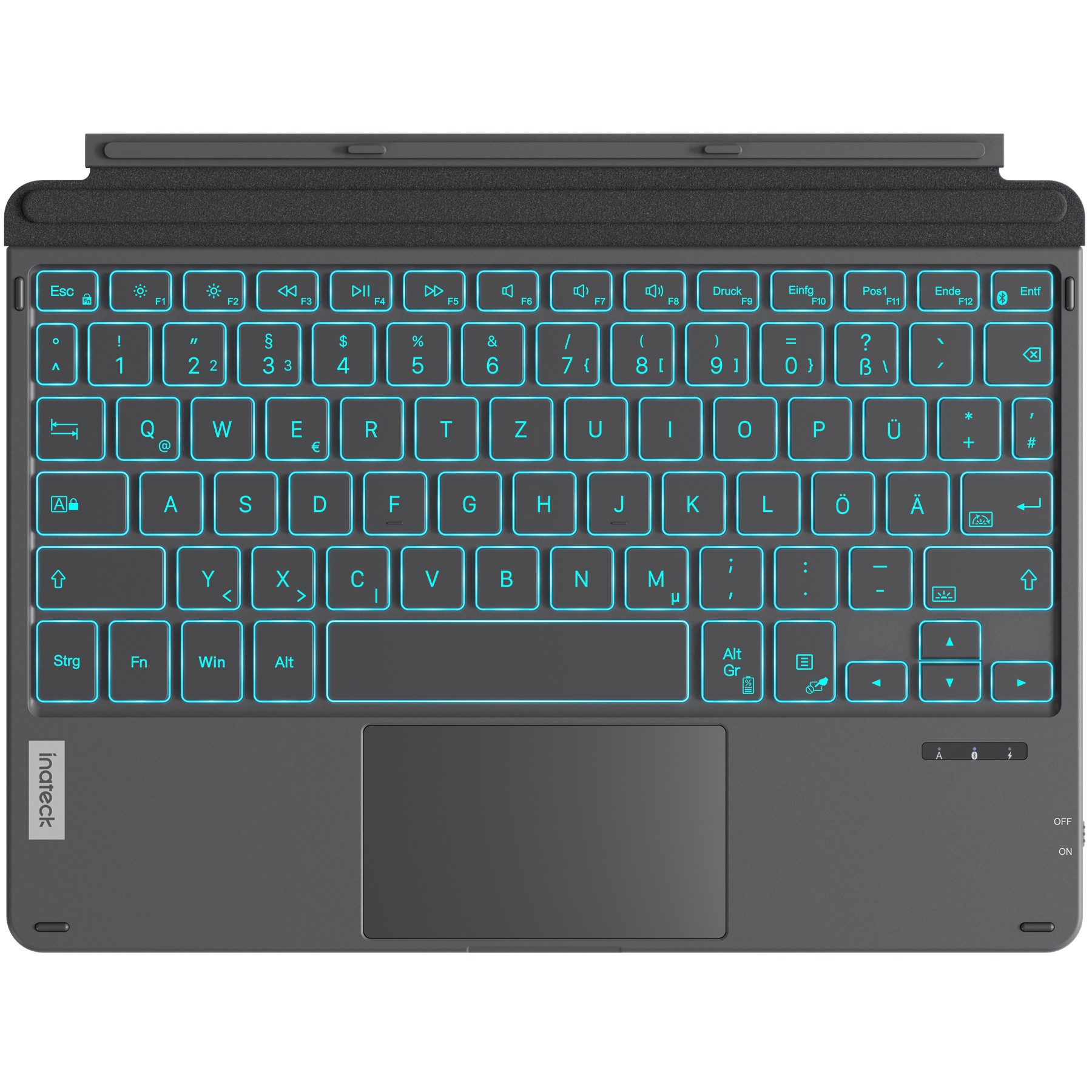 Inateck Tastatur für Surface Go 1&2&3&4, 7 Farben beleuchtung, mit Touchpad Tablet-Tastatur