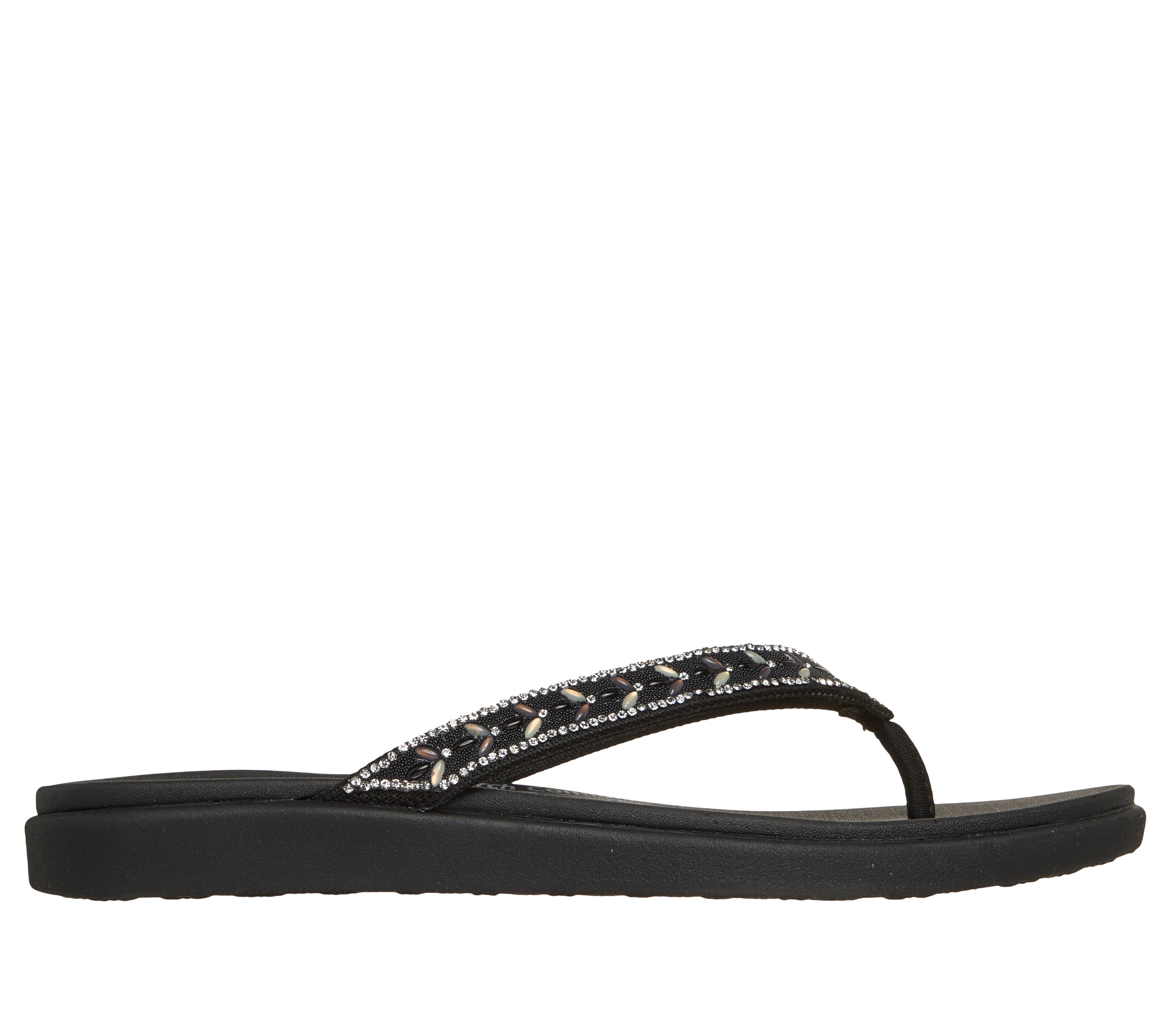 Skechers MEDITATION LUXE- Zehentrenner Strandschuh, Sommerschuh, Badeschuh mit Glitzersteinchen