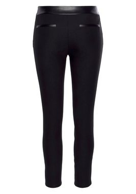 LASCANA Stretch-Hose mit Einsätzen aus Lederimitat, elegante Jerseyhose, casual-chic