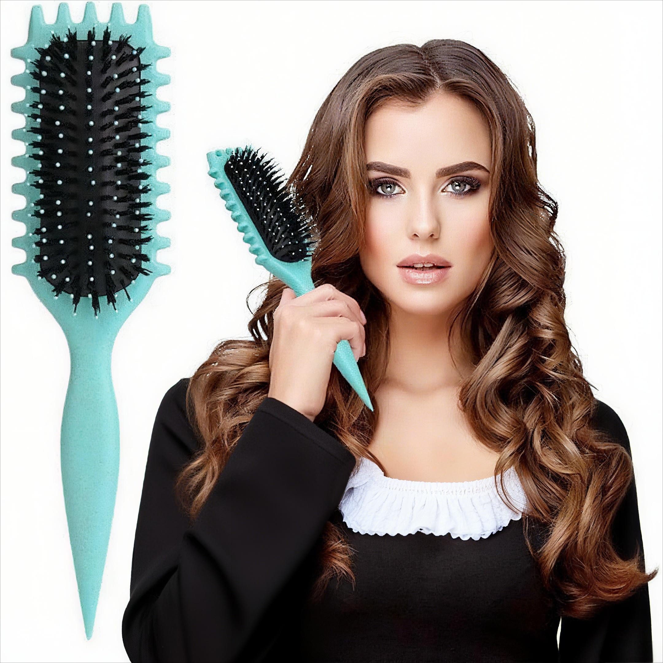 POPOLIC Haarbürste Lockenbürste, Curl Define Styling Brush, Locken-Definierbürste, formt und definiert Locken mit Leichtigkeit, perfekt (Grün)