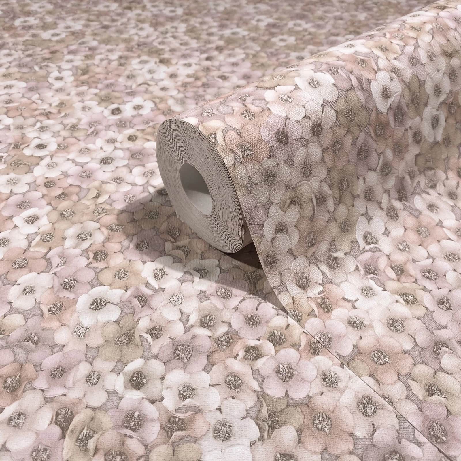 Marburg Vliestapete Blumen Muster Floral Grau Beige Rosa 35842 Fashion Icon