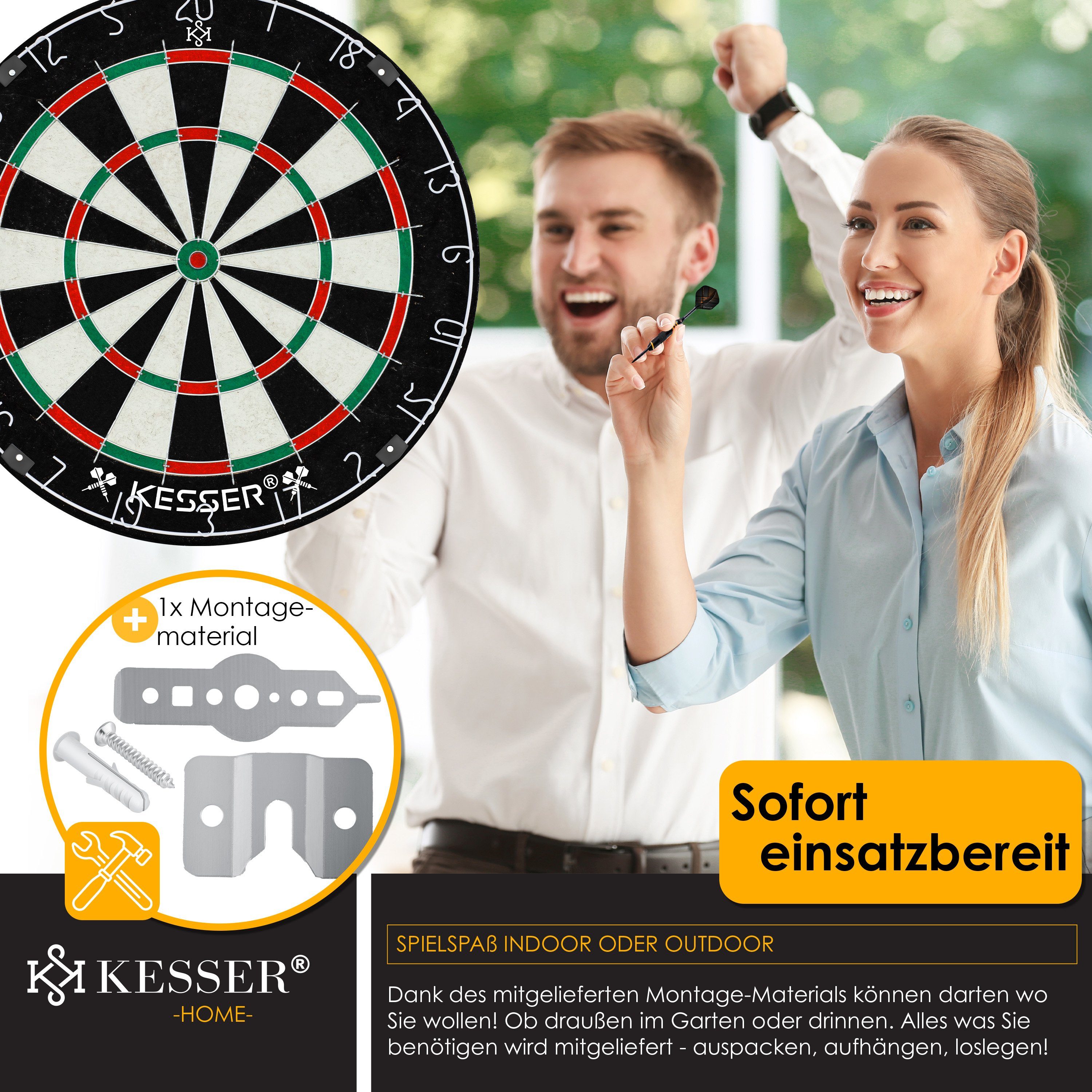 Dartscheibe Dartboard KESSER kork Professional Dartpfeile mit Dartscheibe,