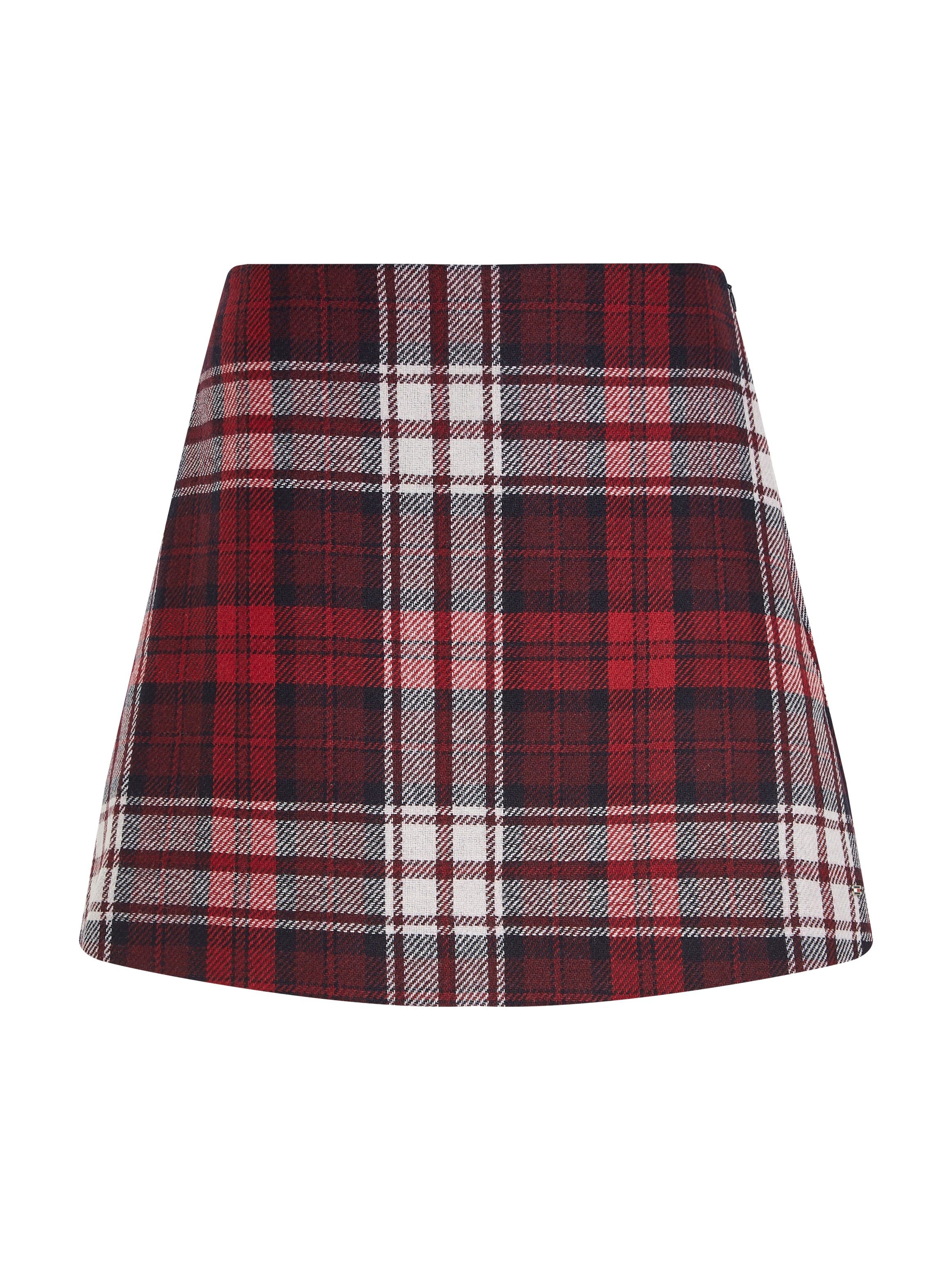 Tommy Hilfiger Bleistiftrock MINI kleinem SKIRT TARTAN mit Metall-Label