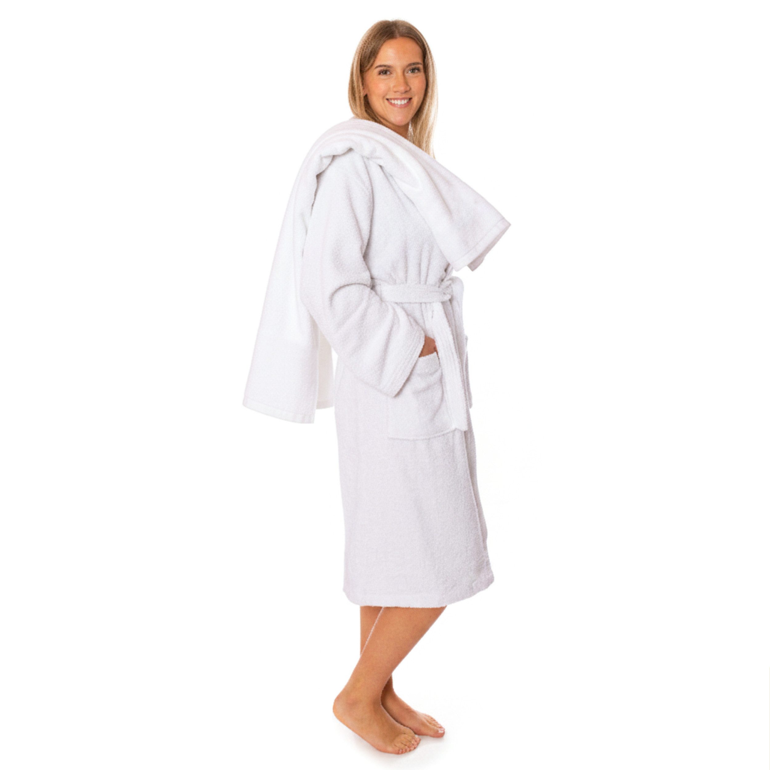 Lavea Saunatuch MEXICO Saunahandtuch 80×200 cm – optional mit Bademantel/Morgenmantel, Baumwolle (Set, 2-St), Hochwertiges Walkfrottier – Saunatuch oder Set mit Unisex-Bademantel