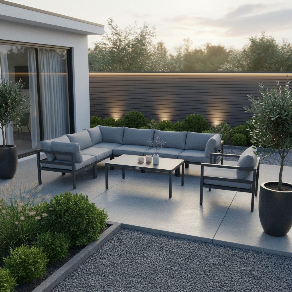 Jet-Line Gartenlounge-Set KRETA XXL Aluminium Gartenmöbel-Set in anthrazit ?