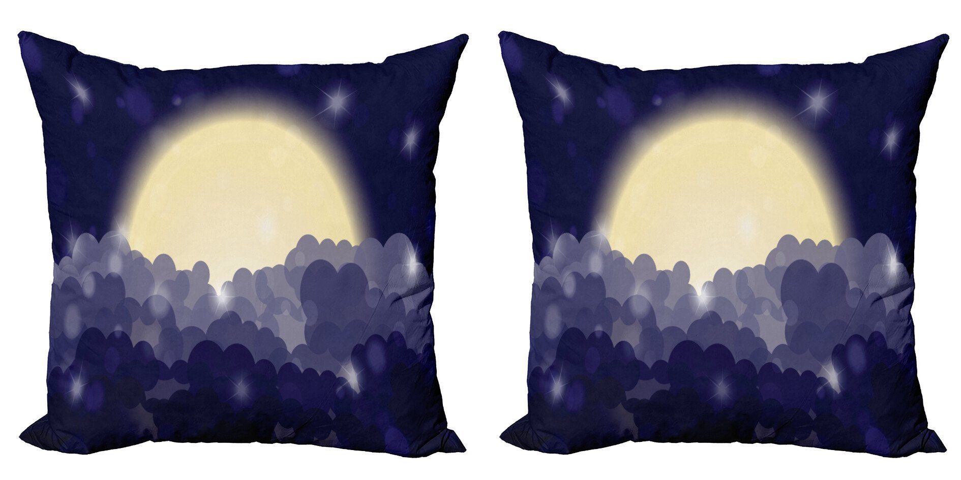 Kissenbezüge Modern Accent Doppelseitiger Digitaldruck, Abakuhaus (2 Stück), Mond-Strahlen Bewölkter Himmel Blick bei Nacht