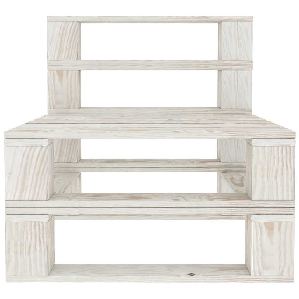 vidaXL Gartenbank Outdoor-Mittelsofa Paletten Holz Weiß (1-St)