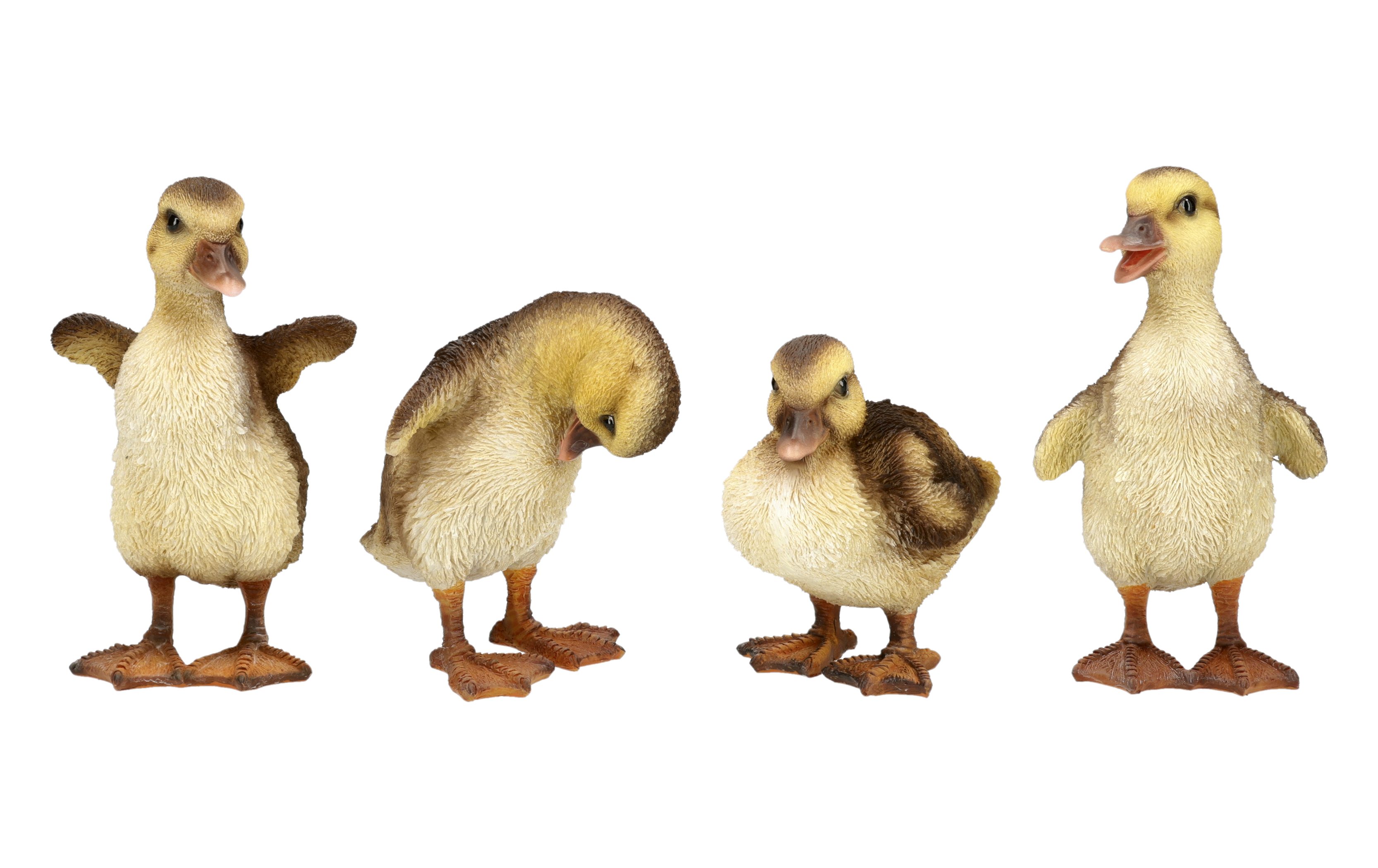 Figuren Shop GmbH Gartenfigur Enten Set – 4er Figuren Babyenten Deko Garten Gartenfigur 13.5 cm