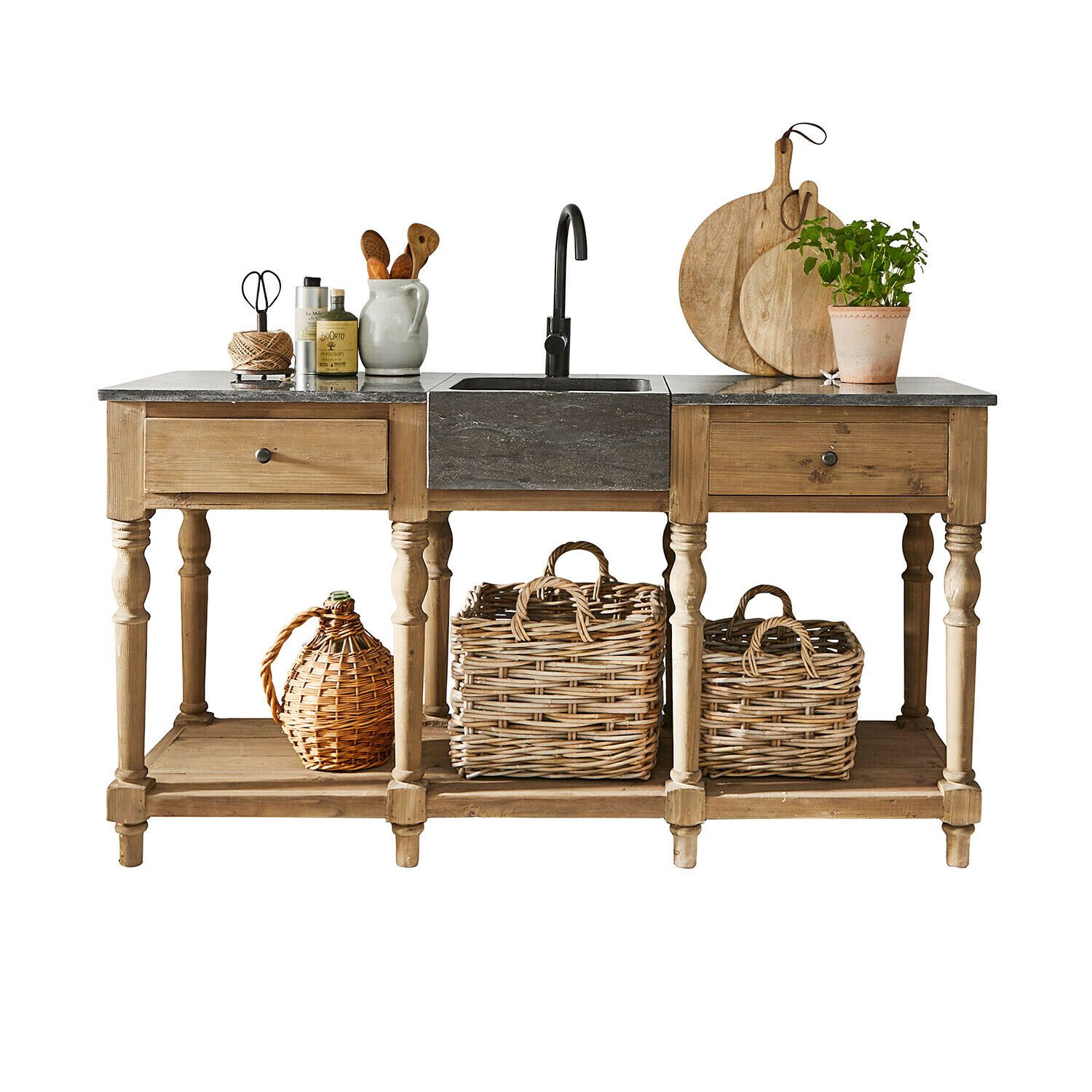 Mirabeau Spülenschrank Spülenschrank Bergenfield braun/grau