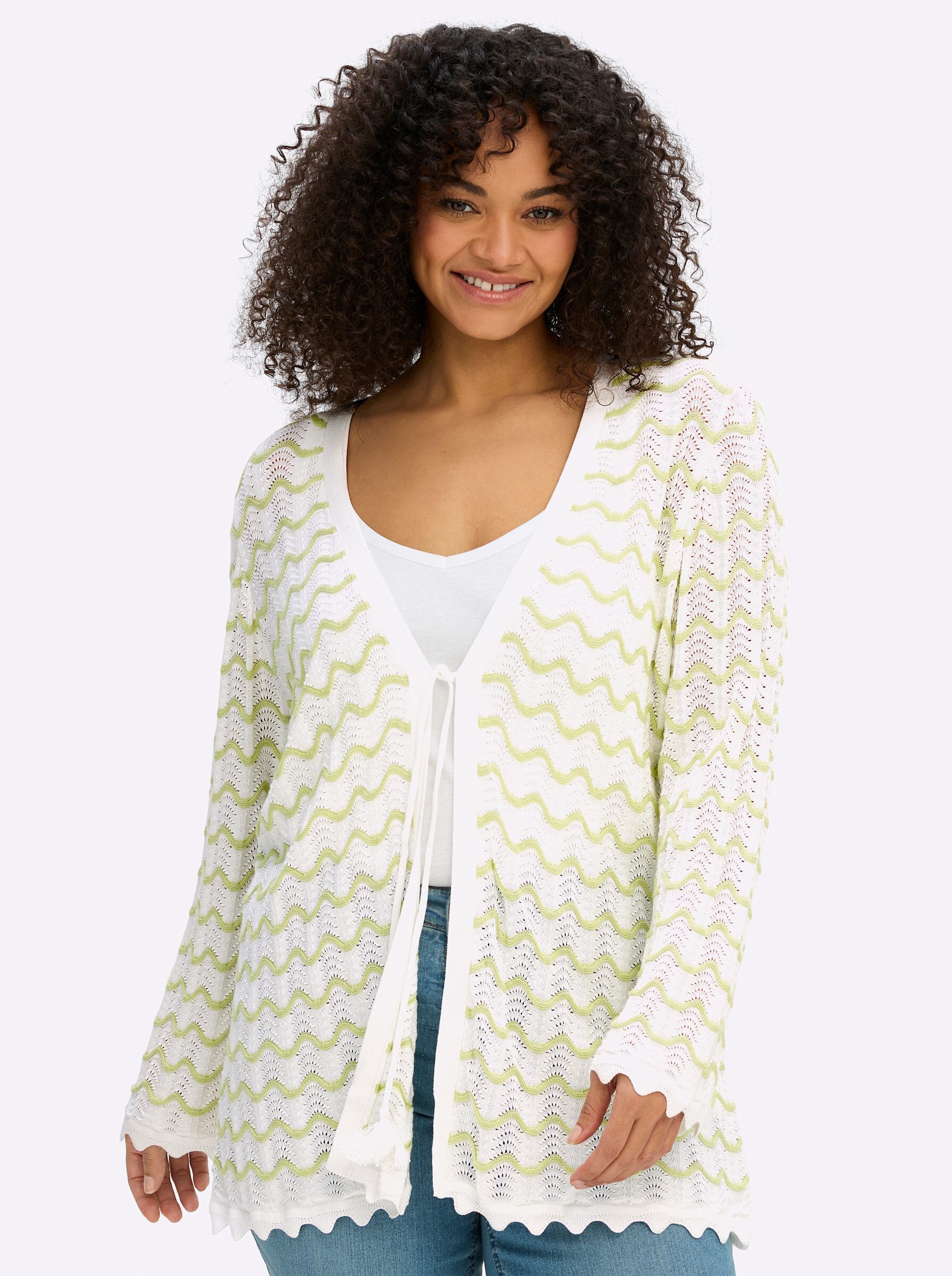Sheego Strickjacke Cardigan Langarm Ajour
