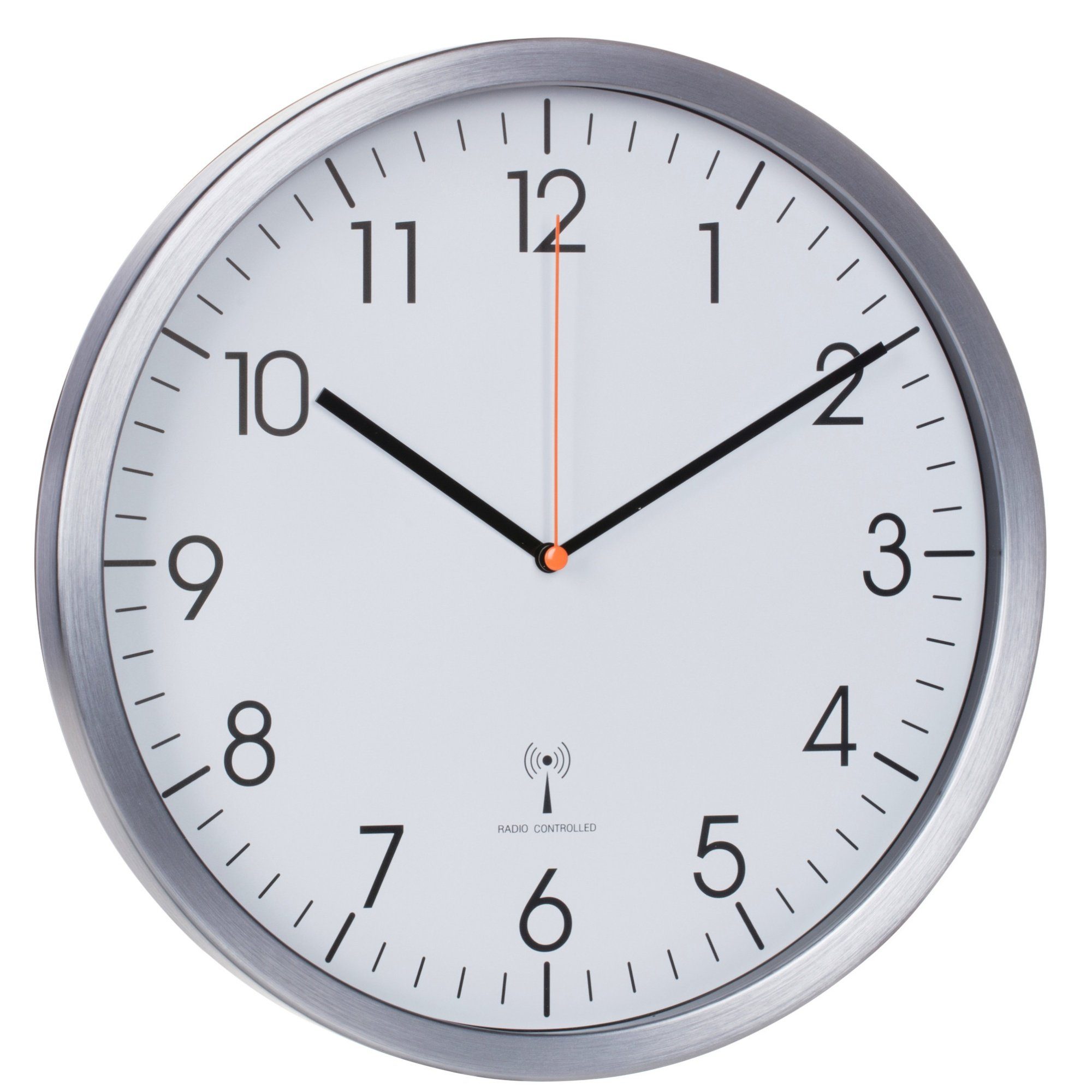 Funkwanduhr TFA 60.3517 mit mattem Alurahmen und leisem Sweep-Uhrwerk