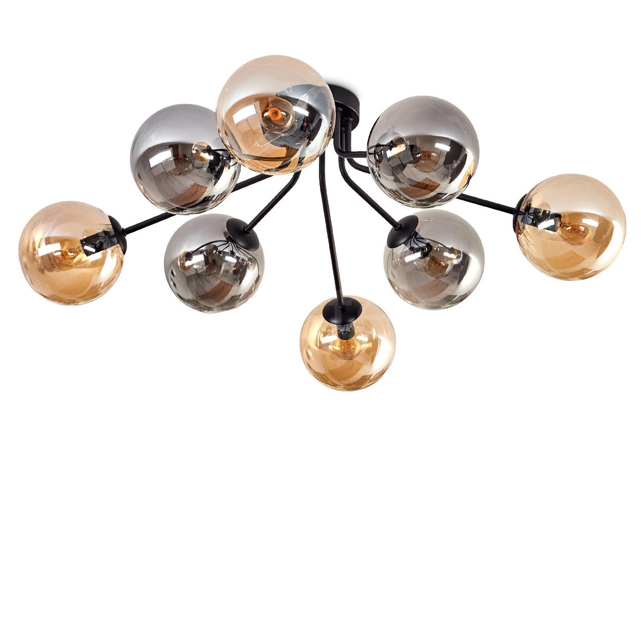 hofstein Deckenleuchte Deckenlampe aus Metall/Glas in Schwarz/Rauchfarben/B günstig online kaufen