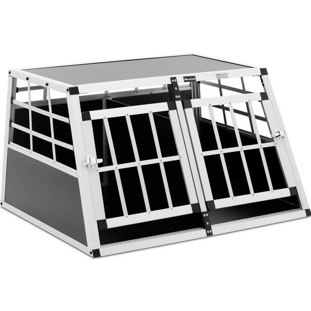 Wiesenfield Tiertransportbox Hundetransportbox Auto Hundebox Aluminium Trapezform 70 x 90 x 50 cm