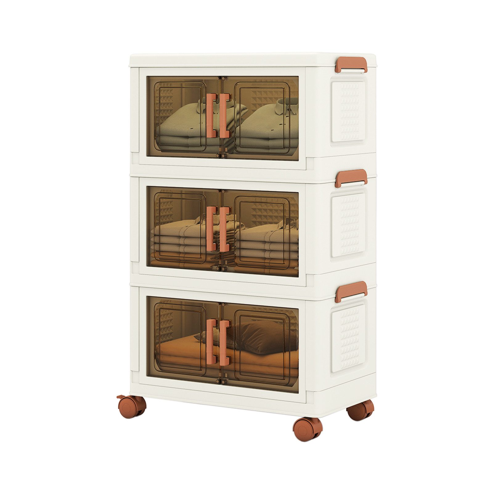 KOMFOTTEU Aufbewahrungsbox, Ordnungsboxen stapelbar mit Rollen & Türen, aus günstig online kaufen