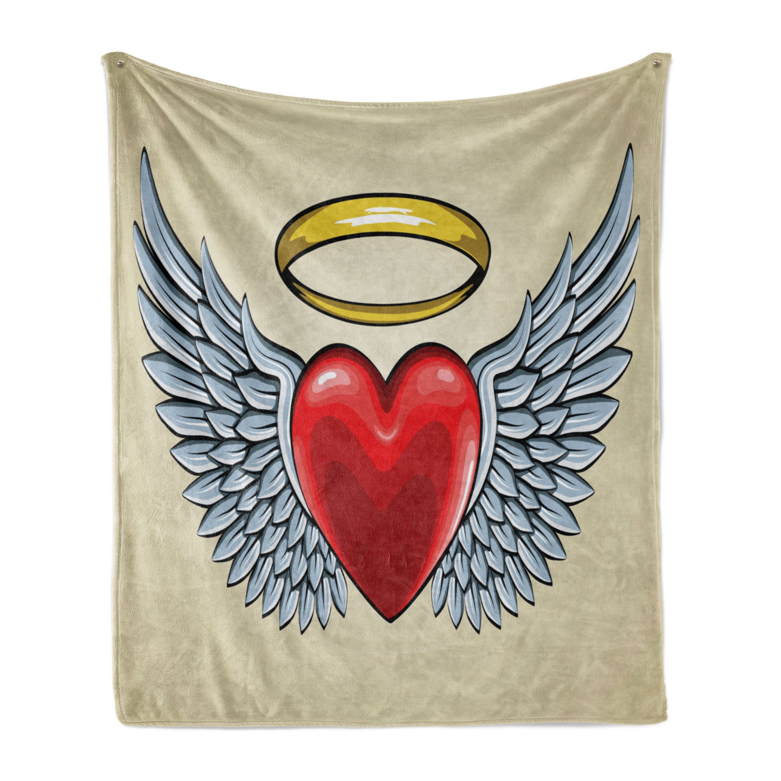 Wings angel mit Abakuhaus, Doodle Herz Außenbereich, und für Liebe Gemütlicher den Innen- Plüsch Wohndecke