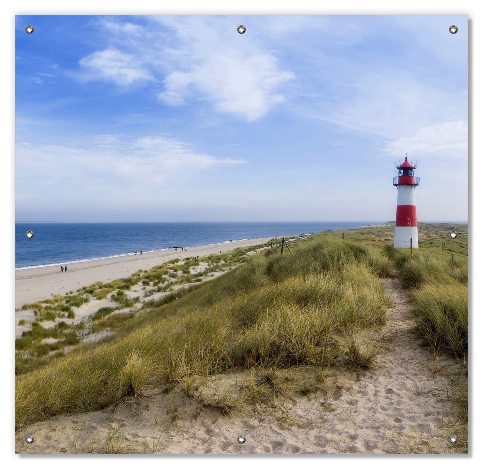 Sonnenschutz Am Strand von Sylt Düne blickdicht, Wallario, Panorama, Leuchtturm wiederablösbar und der Saugnäpfen, mit wiederverwendbar auf