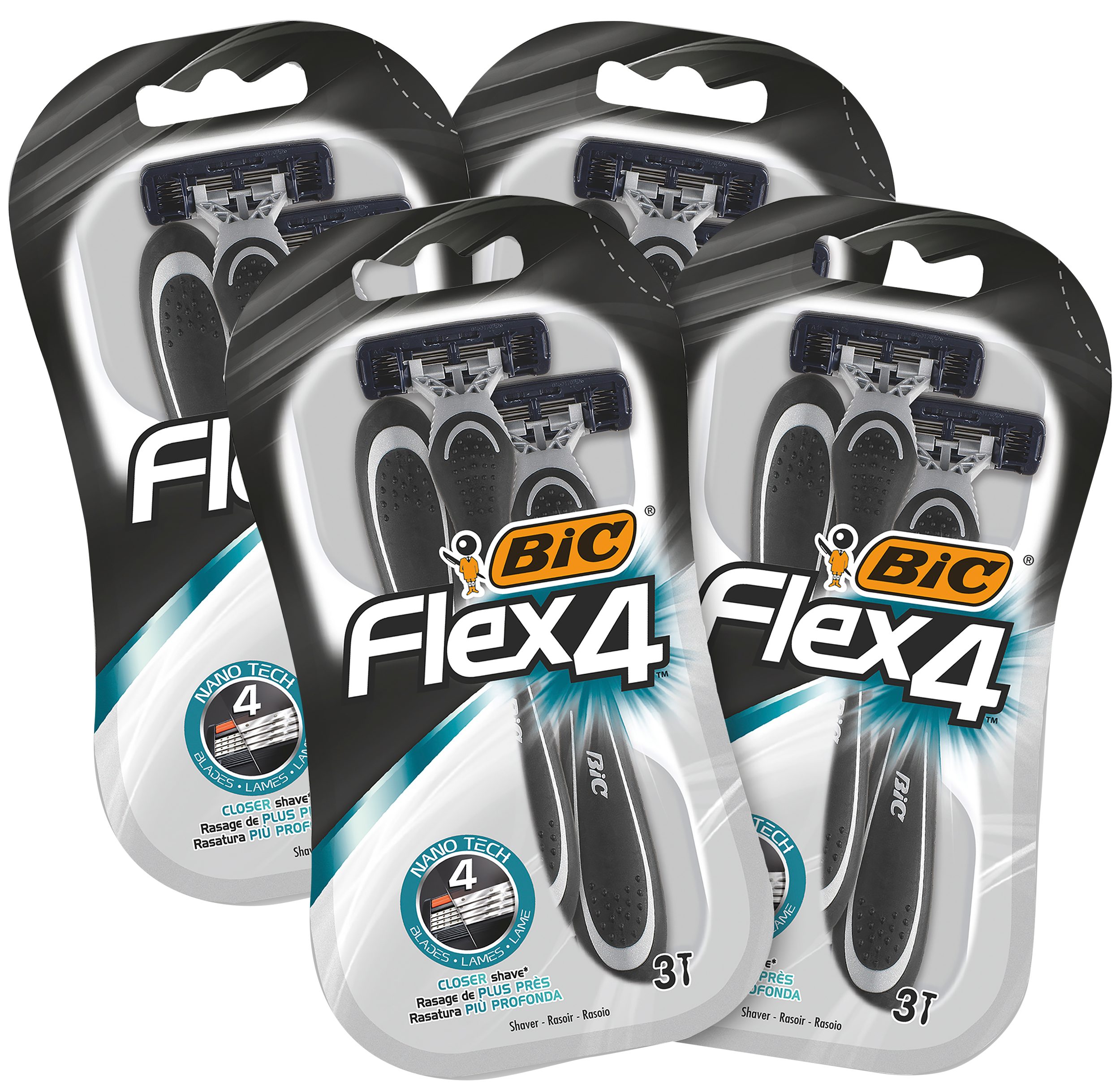 BIC Einwegrasierer BIC Flex 4 Бритви Herren, 2 x 6 Einwegrasierer mit je 4 Klingen, 12-tlg.