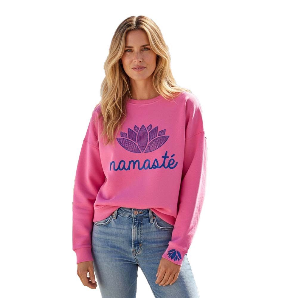 Miss Goodlife Sweatshirt Miss Goodlife MG13592 „Namasté“ mit Strass und Print, Flashrosé