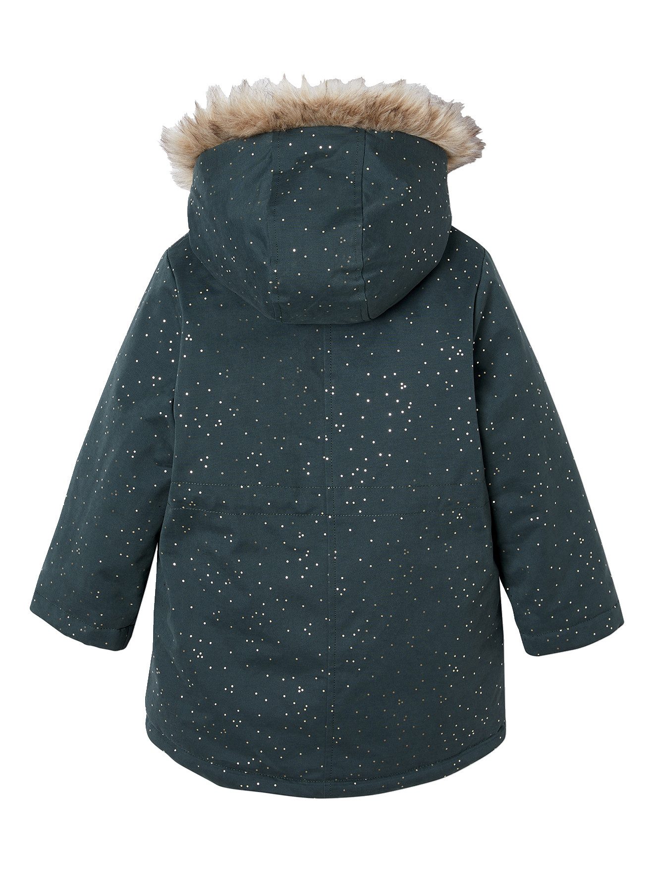 vertbaudet Parka Warme Mädchen Winterjacke mit Glitzer und Webpelz Recycling-Wattierung, Glitzer, beschreibbares Namensschild