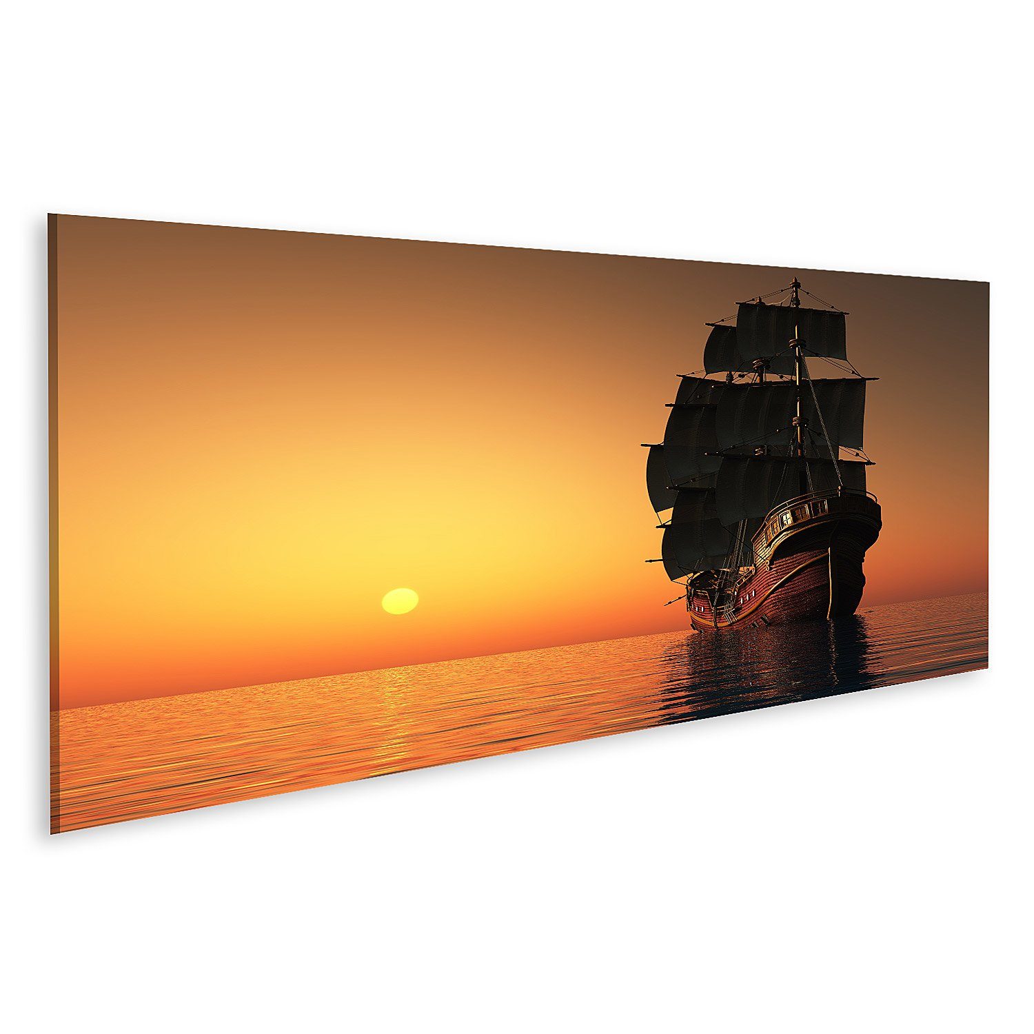 Leinwandbild Bild auf Leinwand Segelboot Abendlandschaft Segelschiff Meer Wandbild