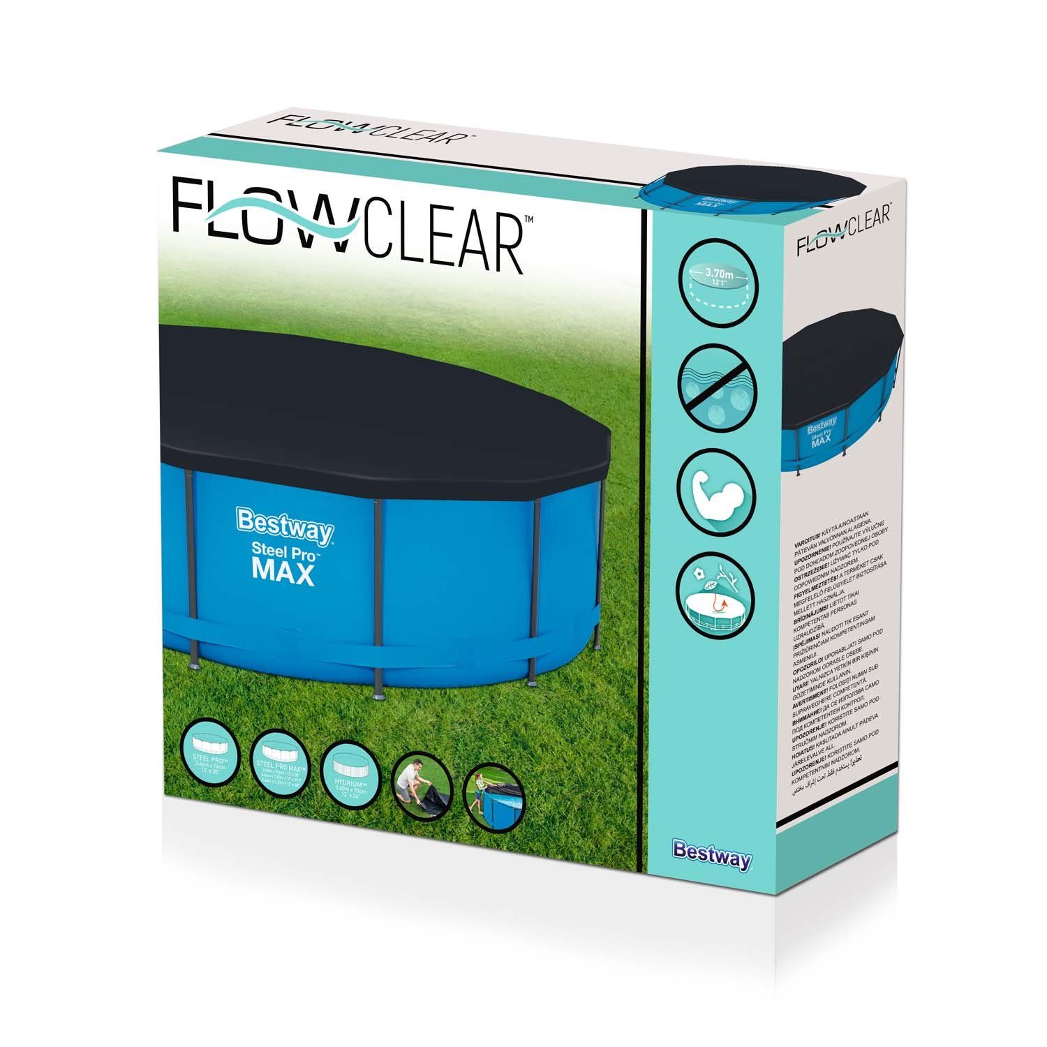 Bestway Pool-Abdeckplane Bestway 58037 - Flowclear PVC-Abdeckplane Ø 370, schwarz, rund