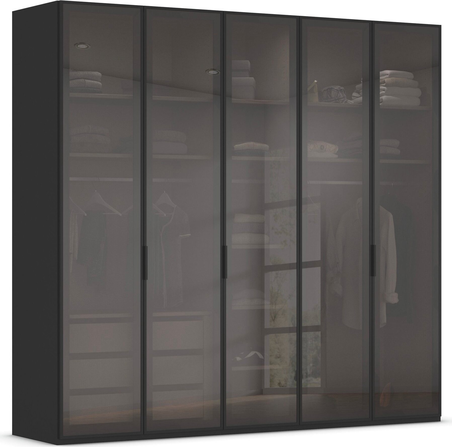 rauch Kleiderschrank Schrank Garderobe SKAT SHINE Breiten 151/201/251/301cm, Höhe 223/235cm (3 verschiedene Ausstattungen BASIC/CLASSIC/PREMIUM (inkl. SOFT-CLOSE) edle Schrankfront mit hochwertigen Glasrahmentüren MADE IN GERMANY