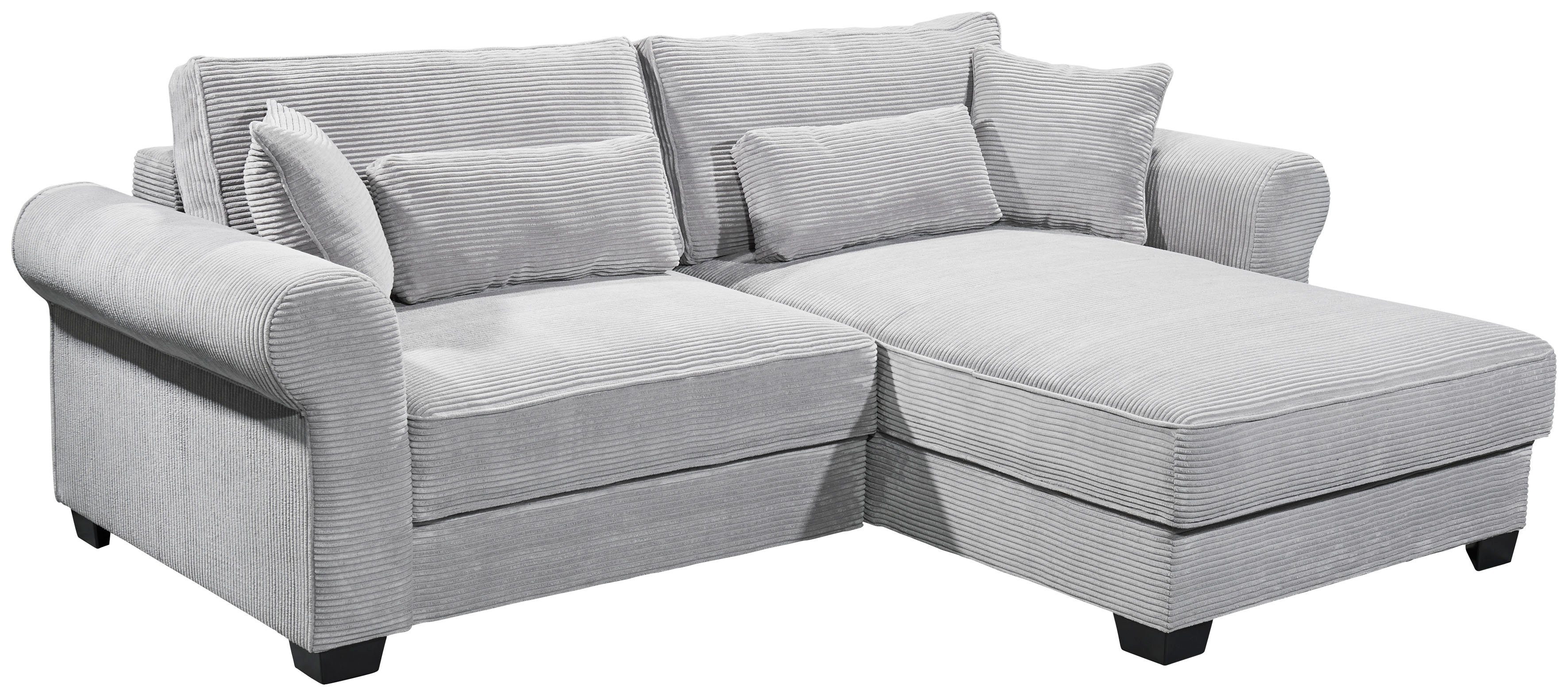 ED EXCITING DESIGN Ecksofa Angelina L-Form, mit Bettfunktion, Bettkasten & 4 Zierkissen
