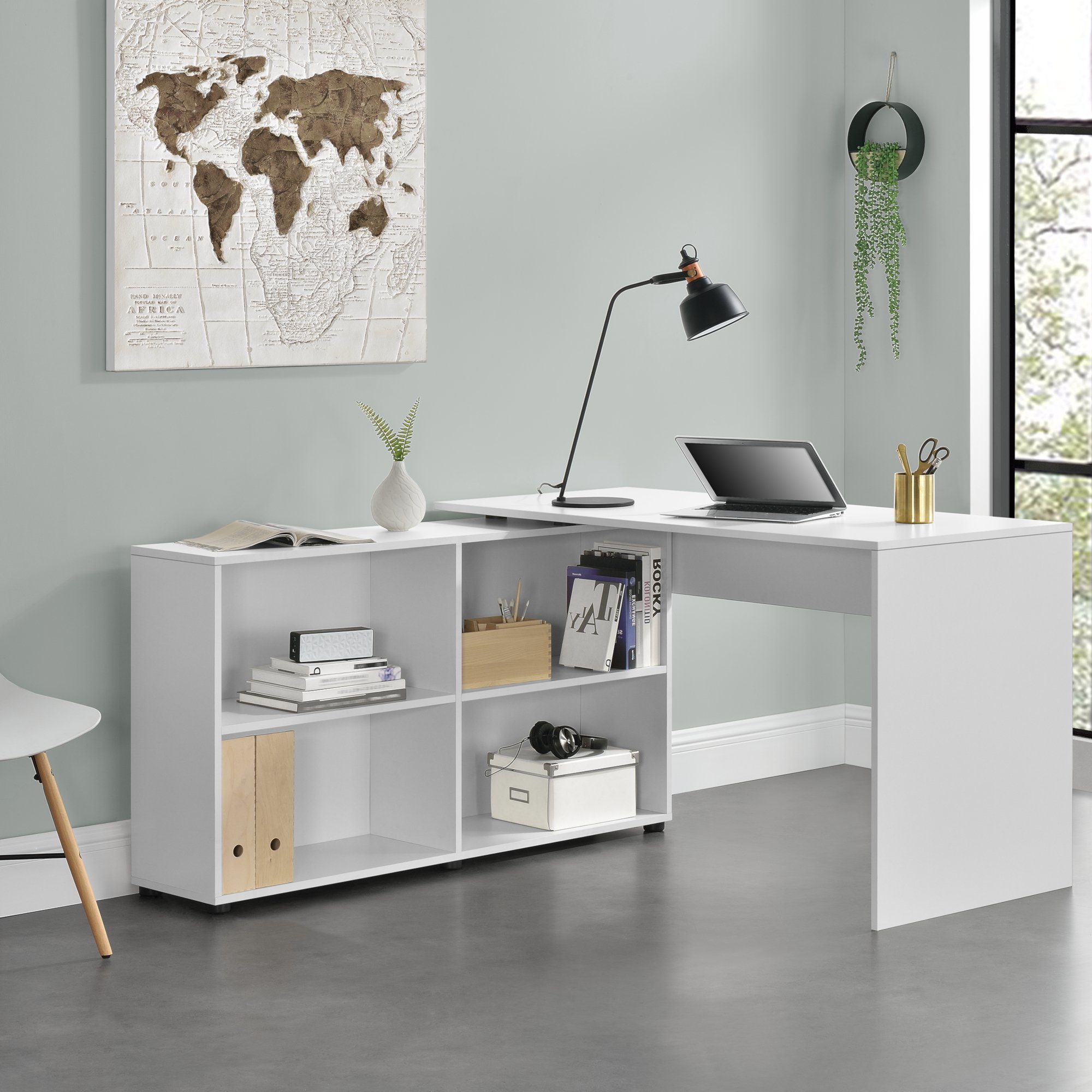 en.casa Eckschreibtisch, Schreibtisch Bürotisch Eckschreibtisch  Winkelkombination Regal PC Tisch online kaufen | OTTO