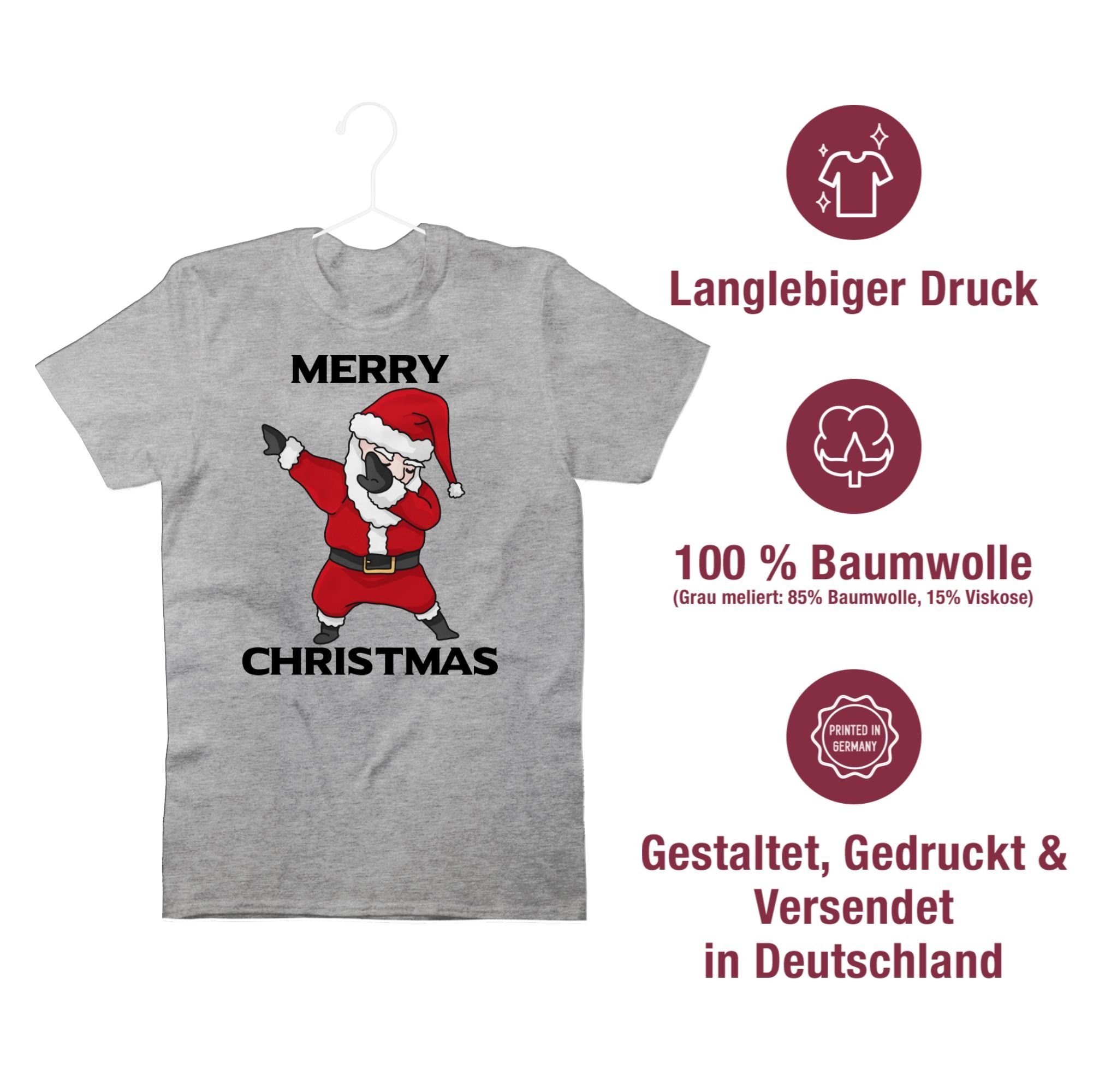 2 Weihachten Weihnachtsmann Grau meliert Kleidung T-Shirt Shirtracer Dabbing