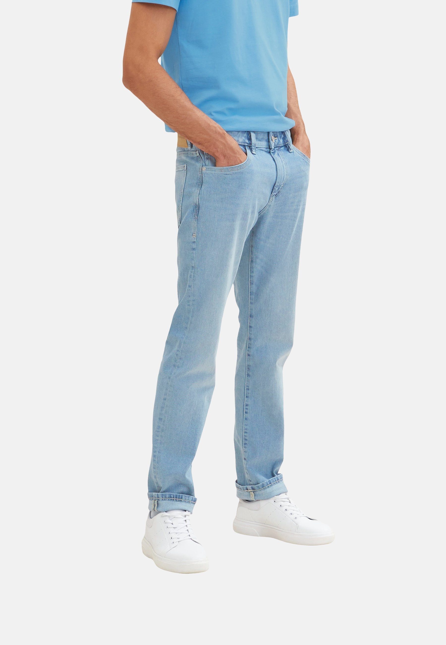 TOM TAILOR Regular Jeans Hose Five-Pocket-Style lange (1-tlg) Marvin hellblau 5-Pocket-Jeans