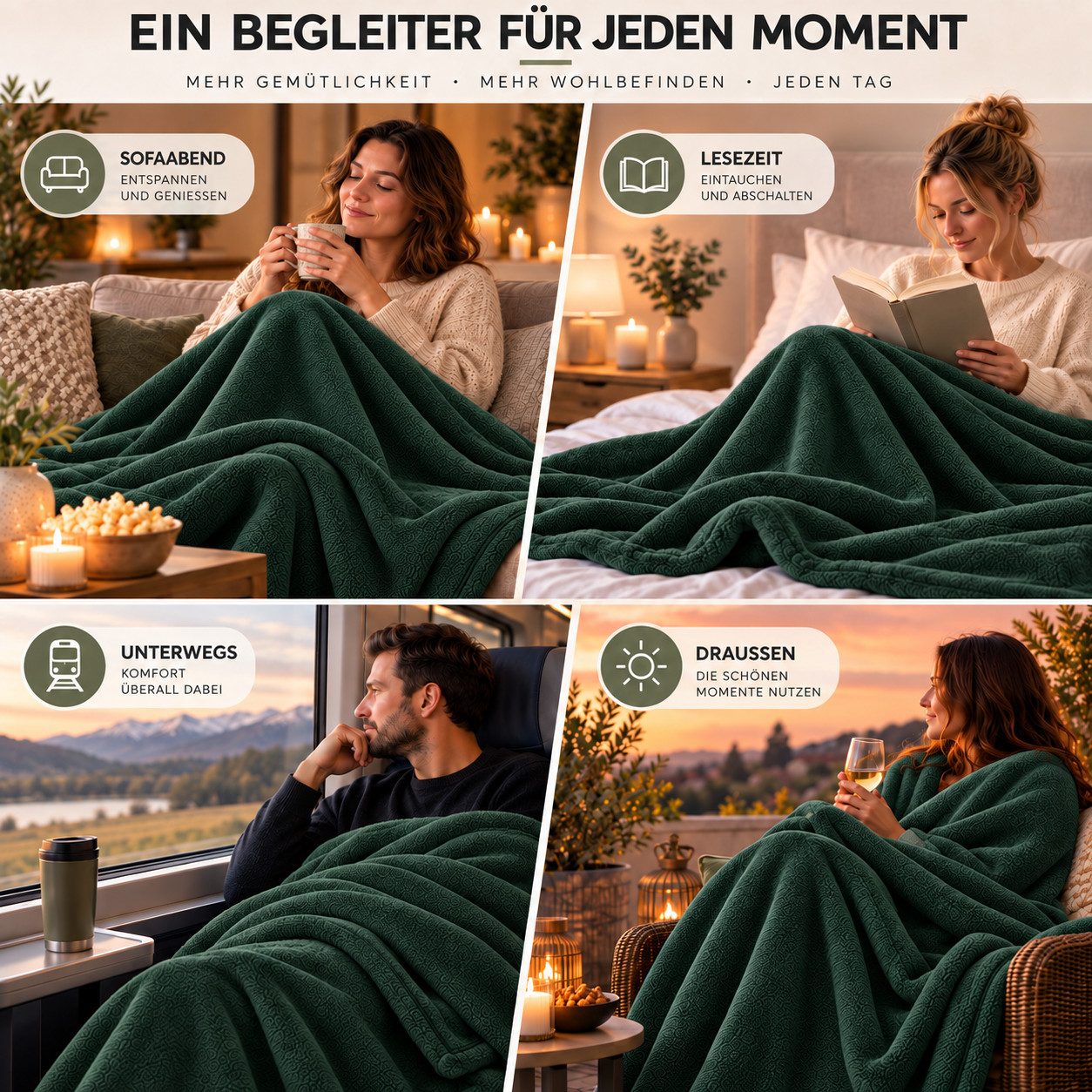 Wohndecke Kuscheldecke 260 g/m², flauschige Wohndecke, Fleecedecke, Oeko-Tex, Komfortec – Bild 3 von 5