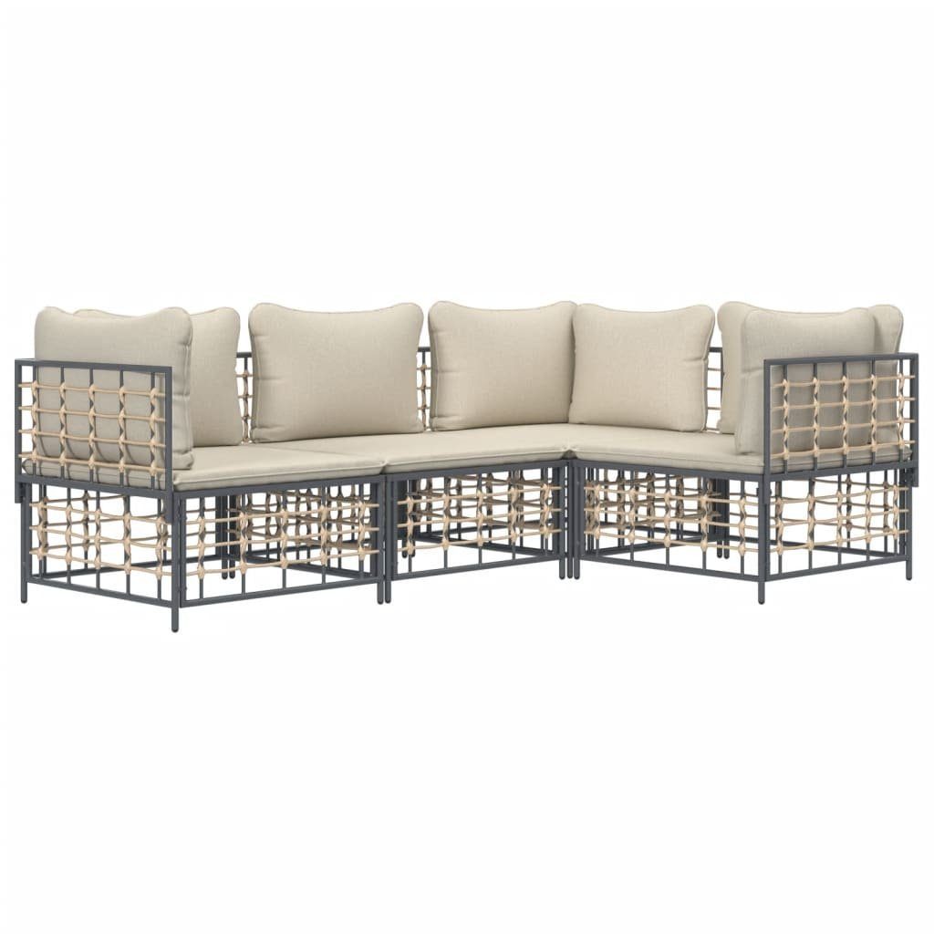 Vidaxl 4-tlg. Garten-lounge-set Mit Kissen Anthrazit Poly Rattan günstig online kaufen