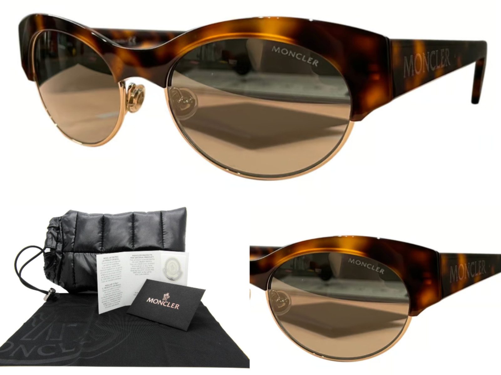 MONCLER Sonnenbrille Designer Sonnenbrille Damen – Havanna/Braun inkl. Original Etui (2-St)