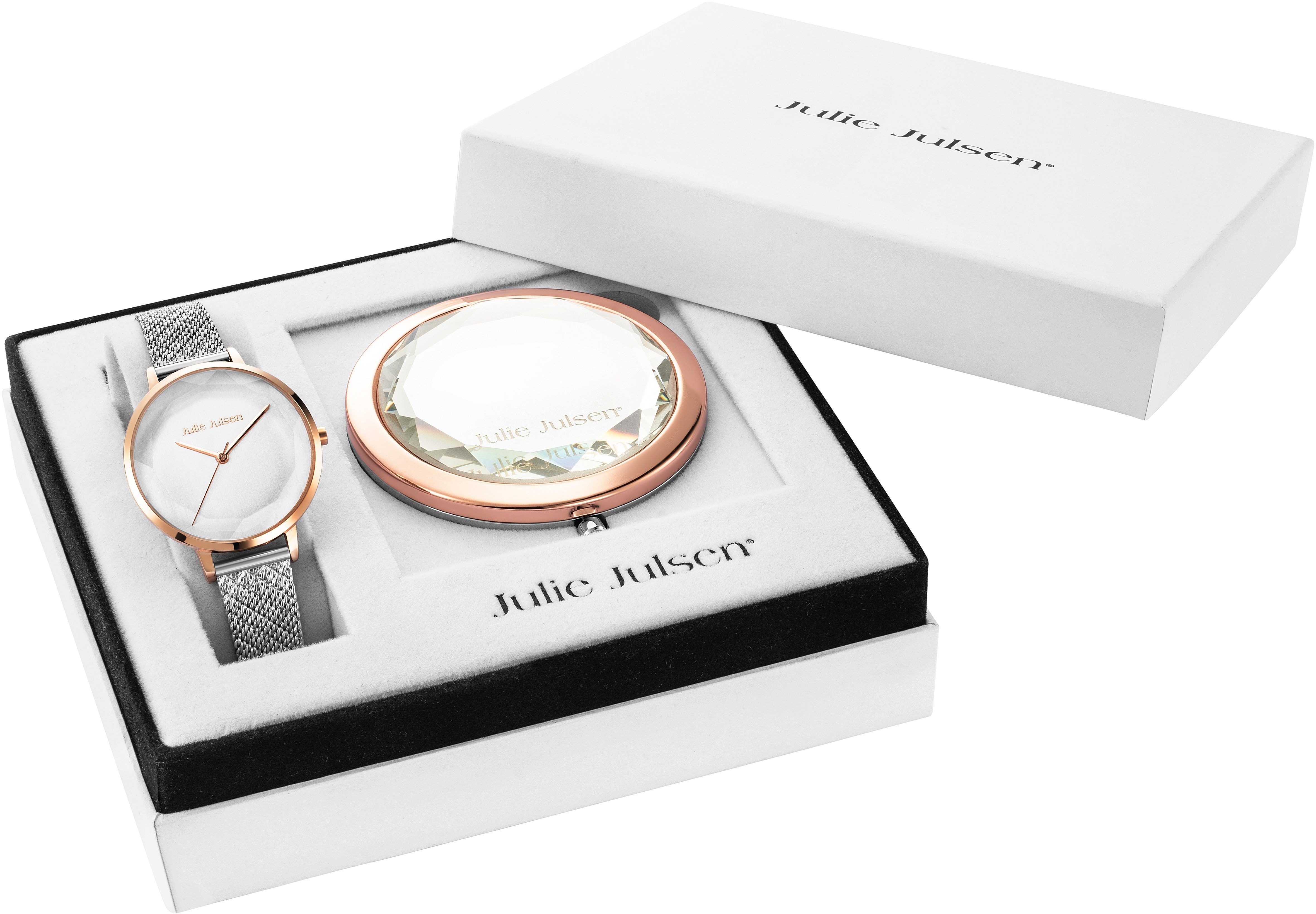 Julie Julsen auch JJW1176RGSME-SET, Spiegel), Geschenk (Set, als Uhr Silver, 2-tlg., Geschenkset - Quarzuhr mit ideal Rosé Beauty