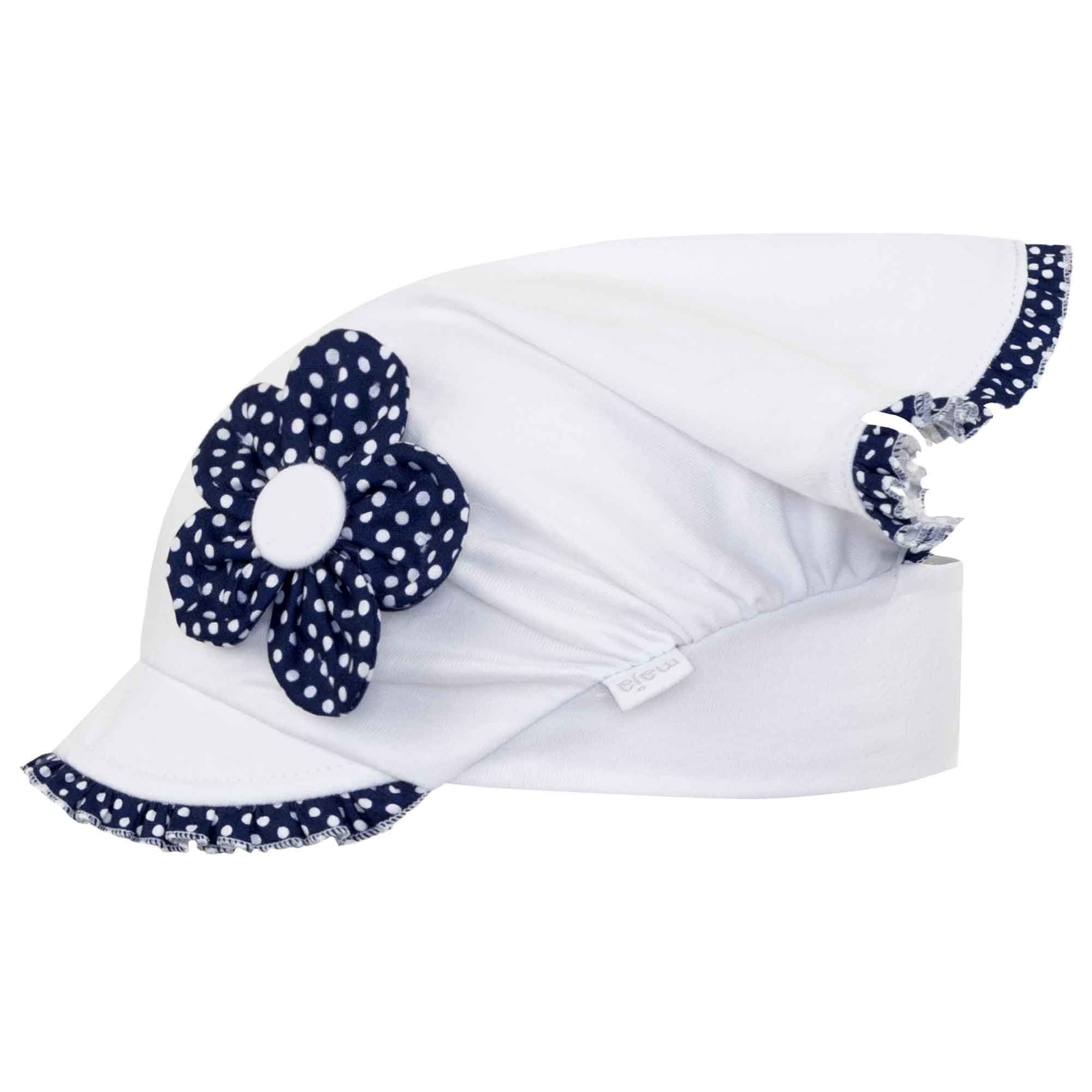 Weiß-Dunkelblau Mädchenmütze Schirmmütze F.P.H. Sommermütze Maja Kopftuch