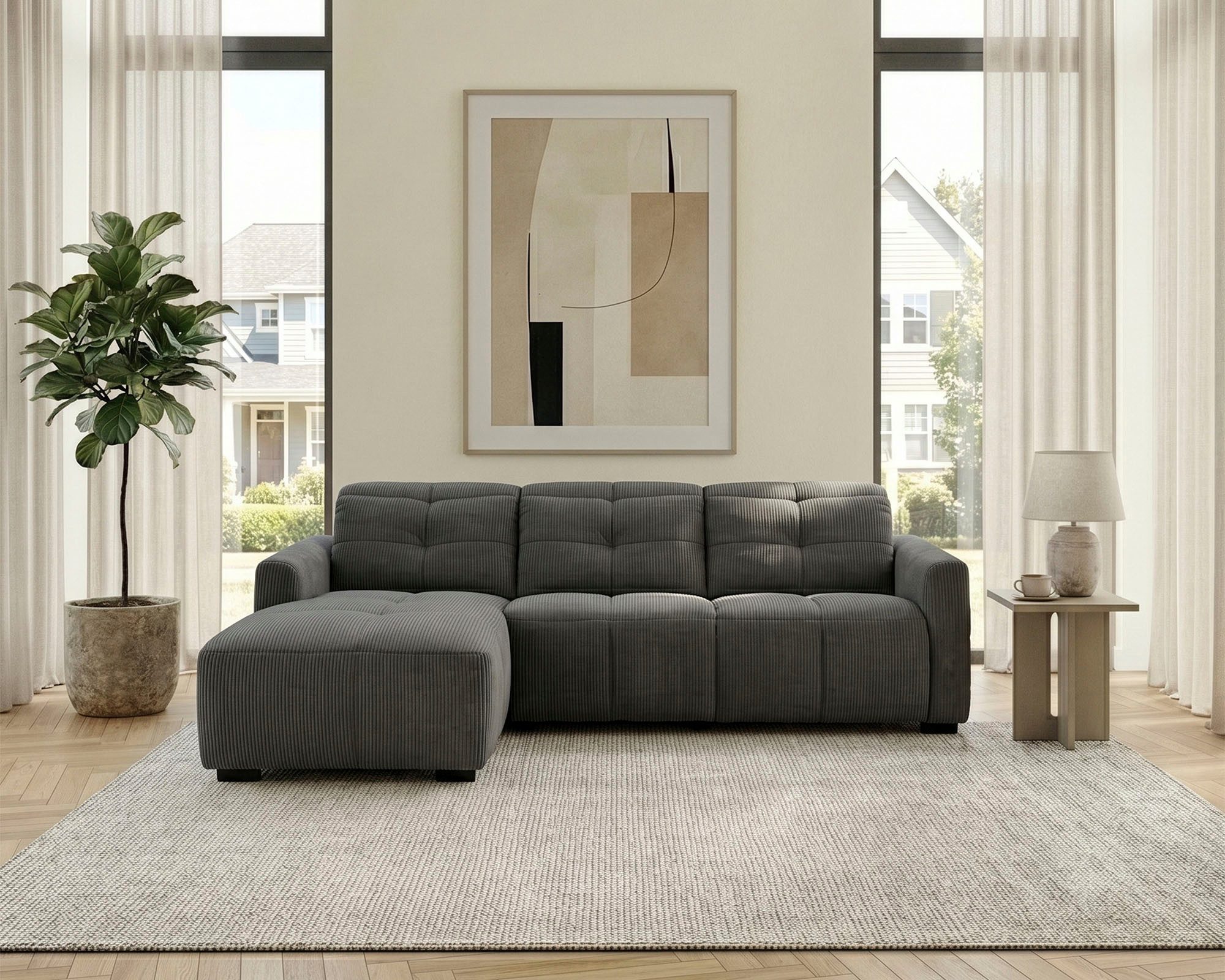 OTTO home Ecksofa CAARLA Cord, L-Form, 261 cm, man. oder elektr. Relaxfunktion (USB-A/C), mit USB-A und USB-C bei elektrischer Ausführung, …