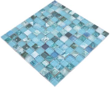 Mosani Mosaikfliesen Glasmosaik Mosaikfliesen Arts and Crafts grün blau Ocean Wand