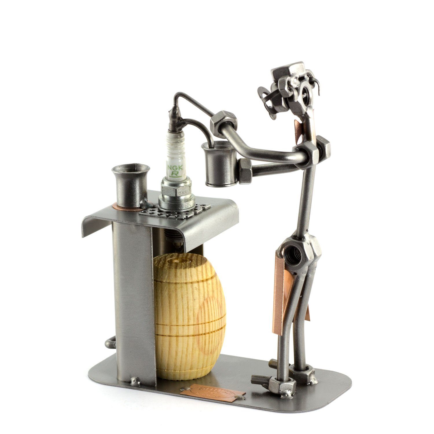 Steelman24 Dekofigur Barkeeper mit Holzfaß