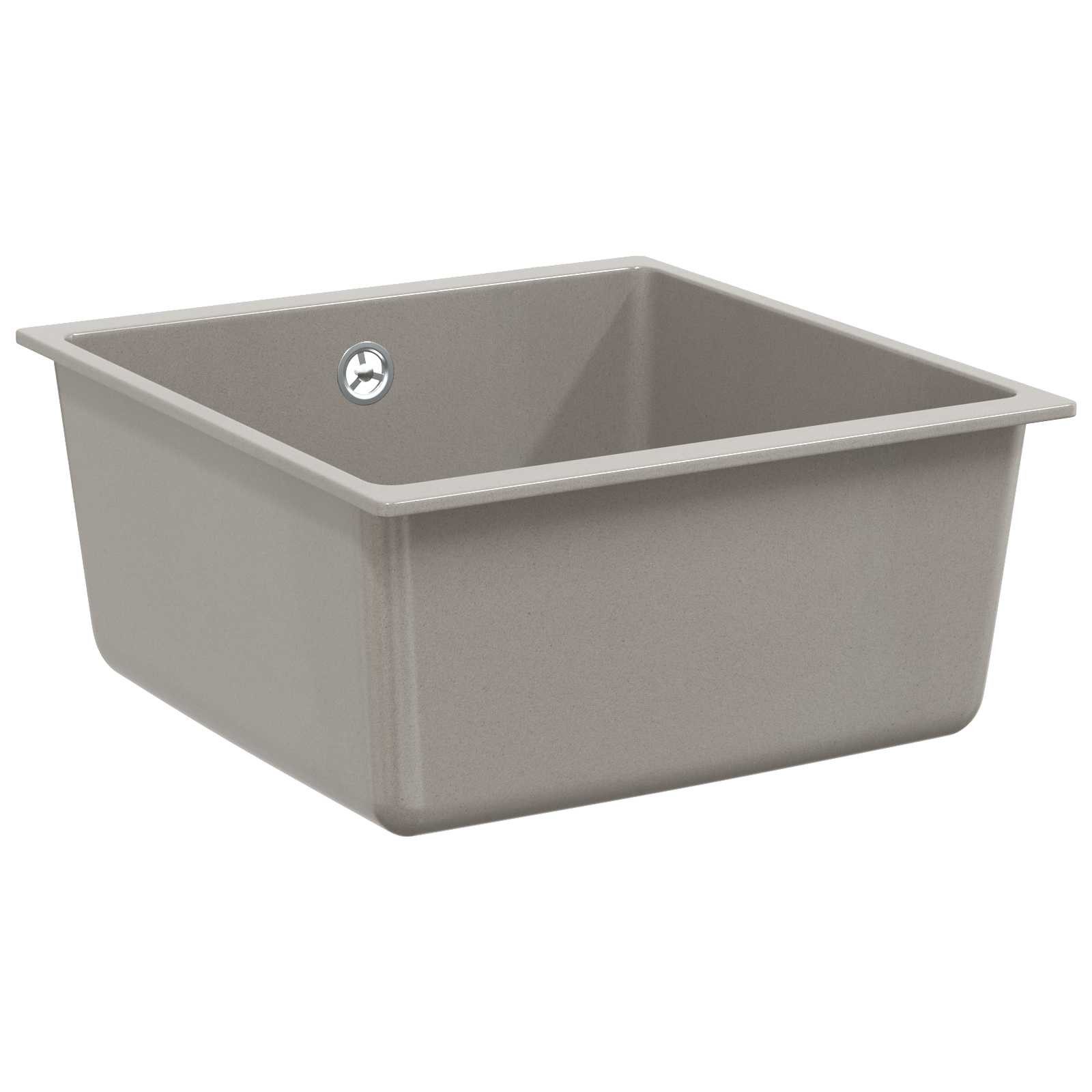 vidaXL Granitspüle Waschbecken 80% Quarz und 20% Harz 430 x 460 mm Grau, Rechteckig, 5/430 cm, (1 St)