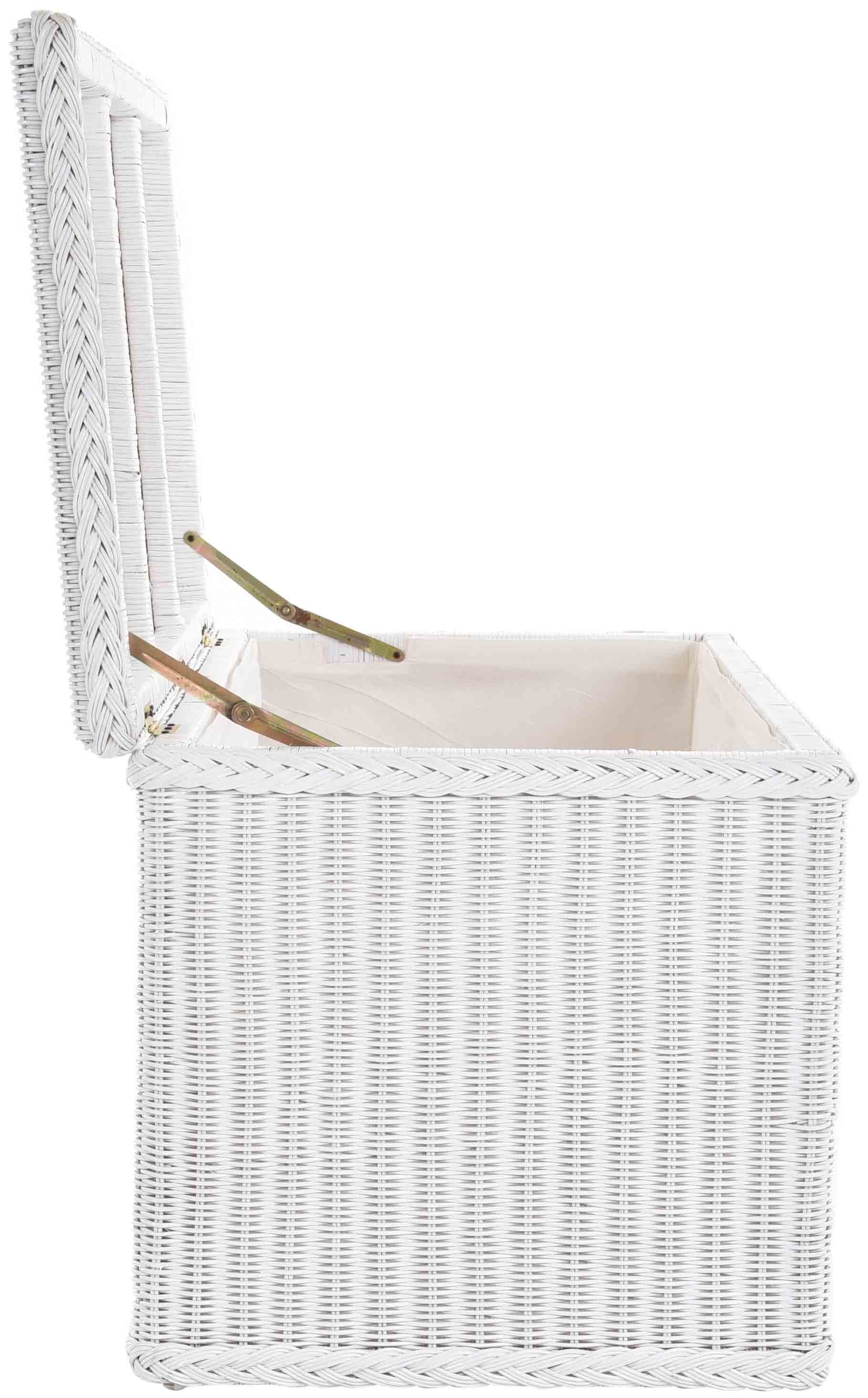 Krines Home Truhe Große Rattantruhe MAX Wäschetruhe mit Deckel Natur Rattan Truhe, Aufbewahrung XXL 115x55x55cm – Bild 4 von 5