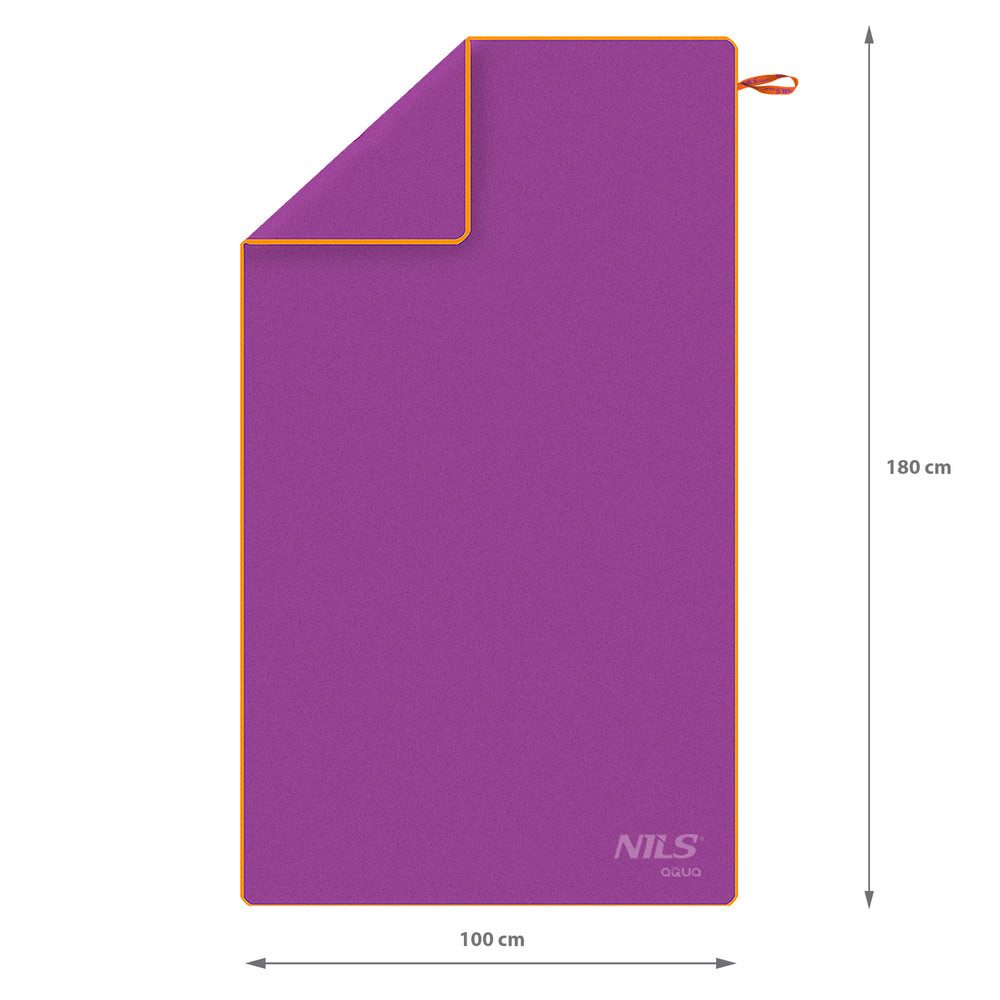 NILS AQUA Sporthandtuch Mikrofaserhandtuch 180x100 cm, Mikrofaser (Spar-Set, 1-St), Mit nur 396 g leicht zu transportieren, klein faltbar