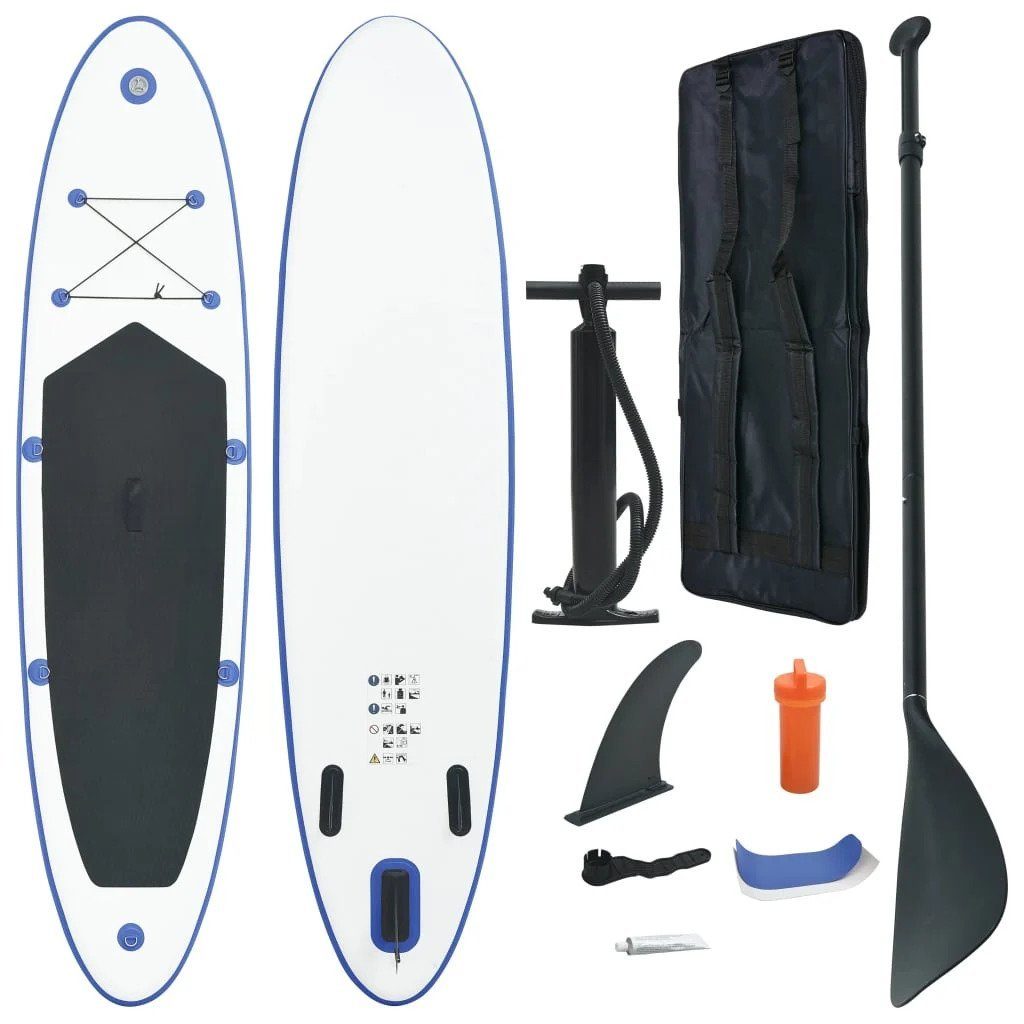 DOTMALL Inflatable SUP-Board Stand Up-Paddelboard-Set Aufblasbar Blau und Weiß Surfboard